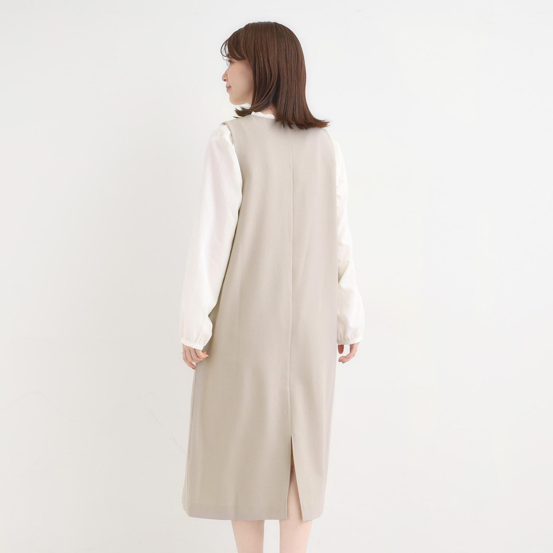 SHOO･LA･RUE「【洗濯機可/S-LL】ウール調スキッパージャンスカ」|ワンピース|