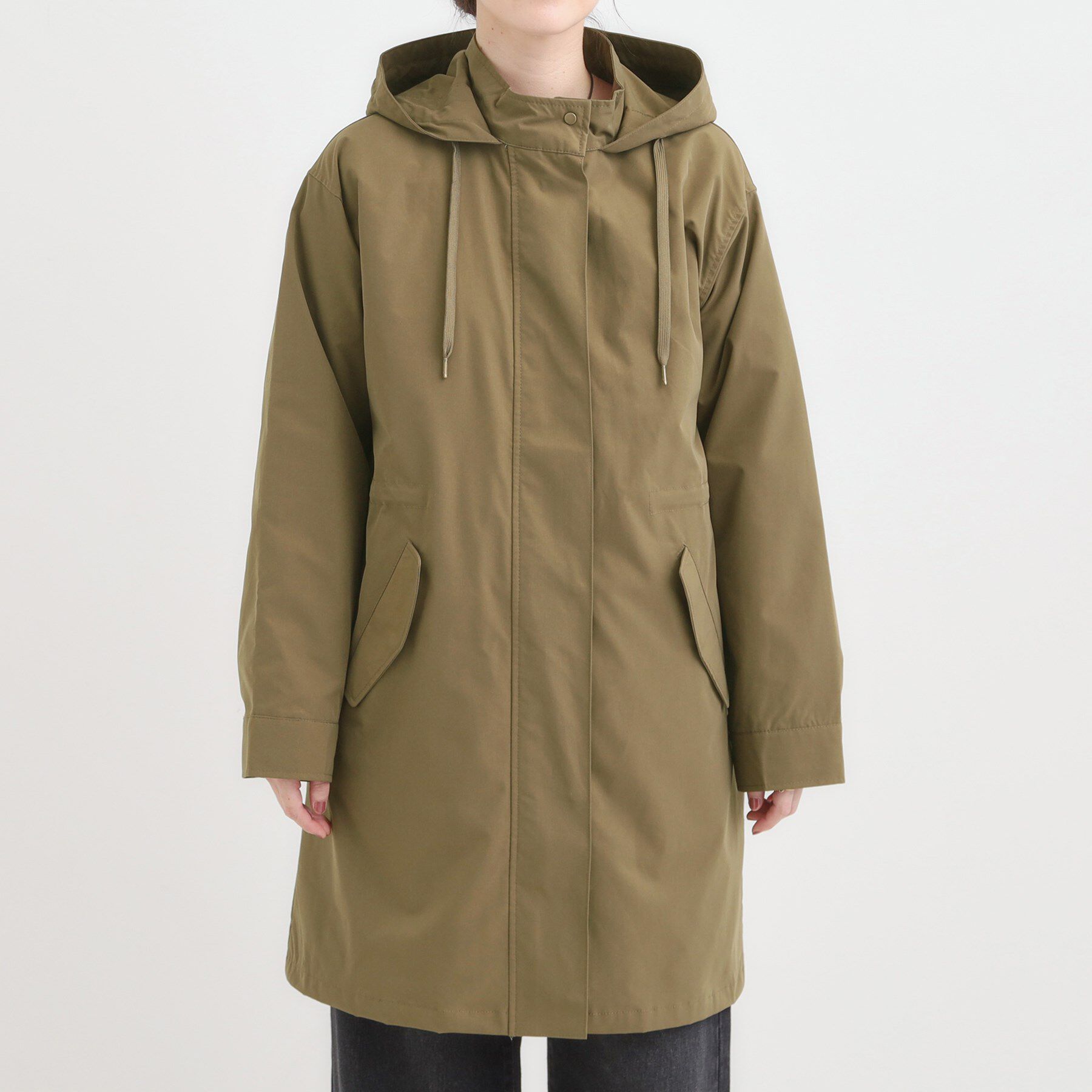 SHOO･LA･RUE「【S-LL/撥水】腰回りをカバーする ロングミリタリーアウター」|ミリタリージャケット|