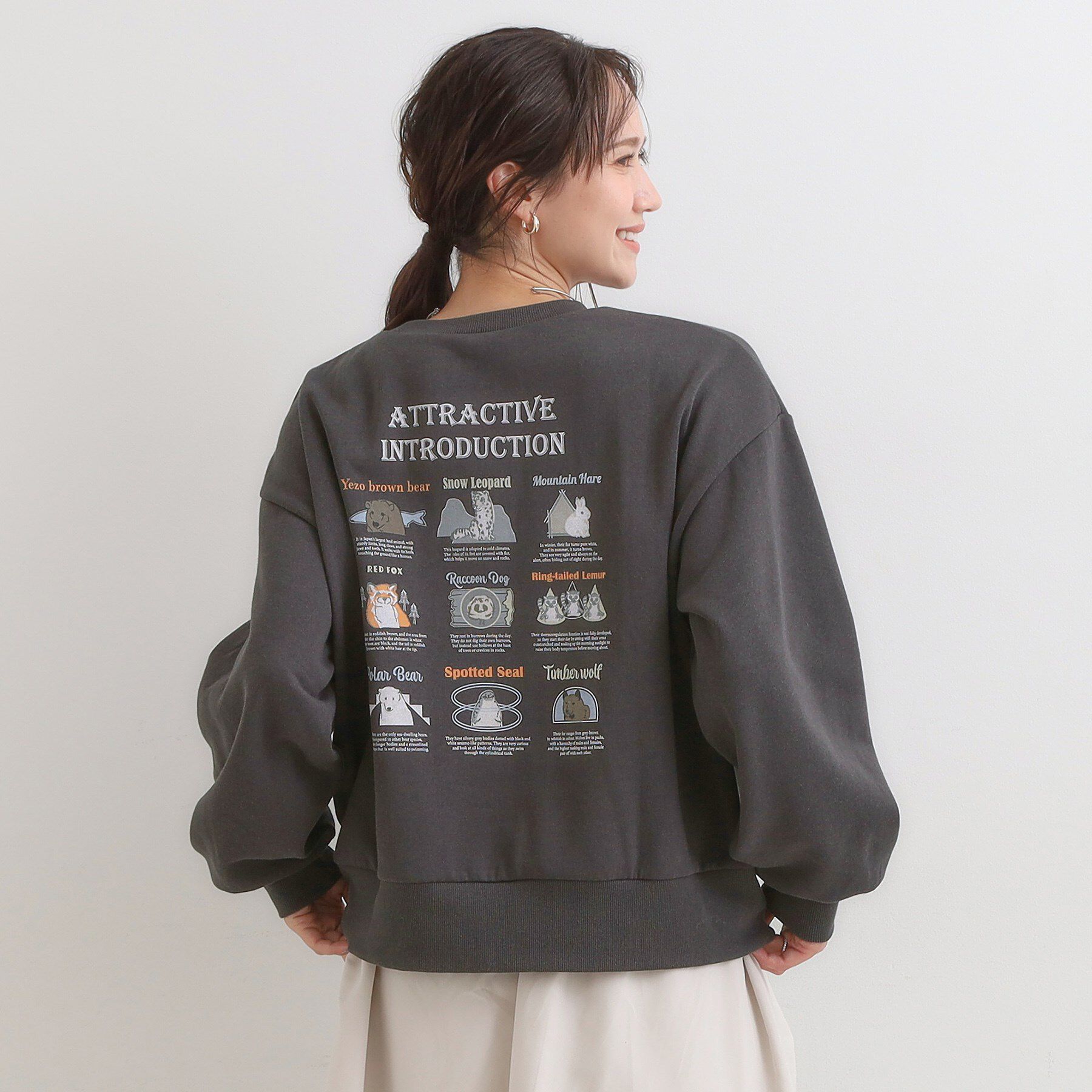 SHOO･LA･RUE「【旭山動物園応援商品】プリント裏起毛スウェット」|パーカー|