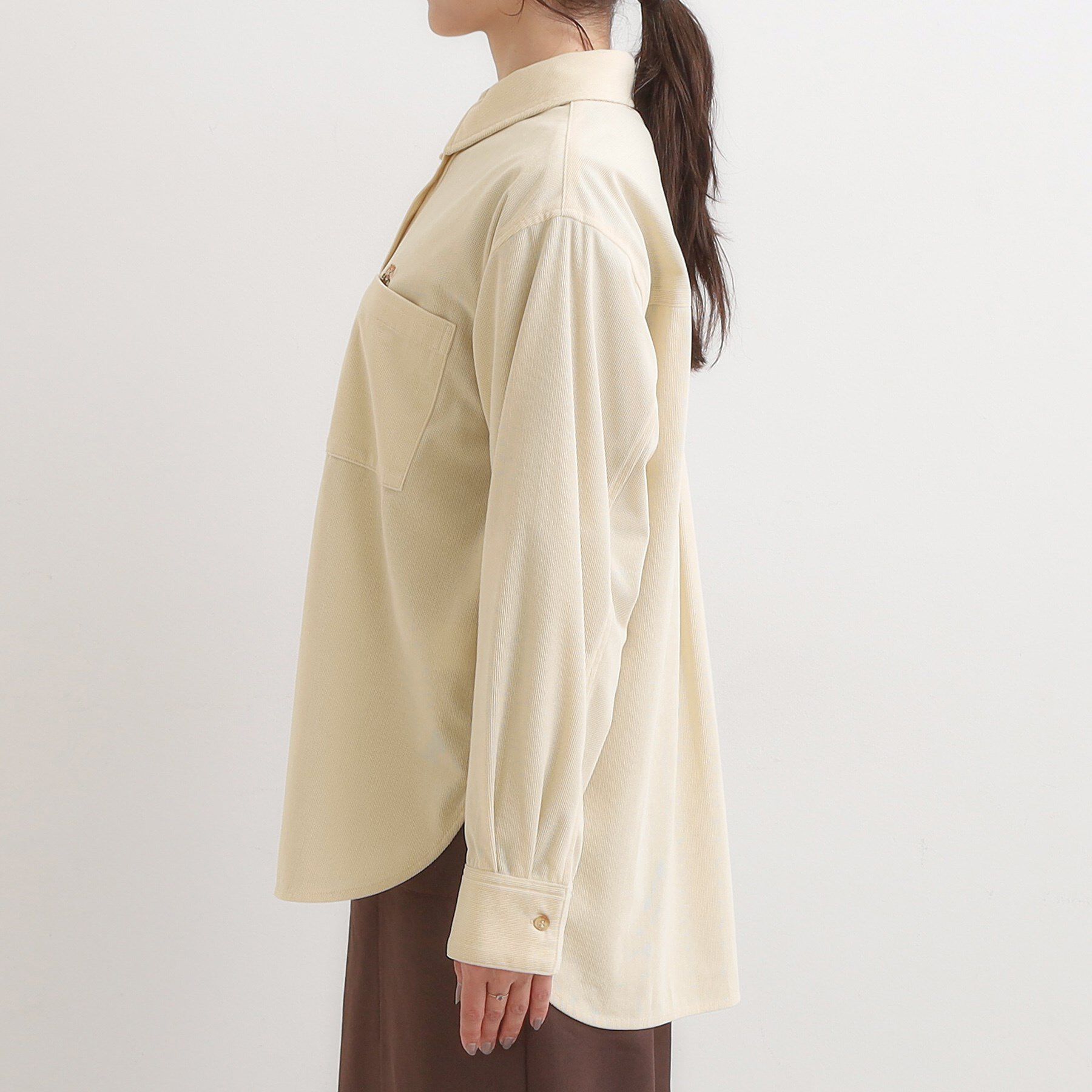 SHOO･LA･RUE「【旭山動物園応援商品】ワンポイント刺繍 コーデュロイシャツ」|シャツ・ブラウス|