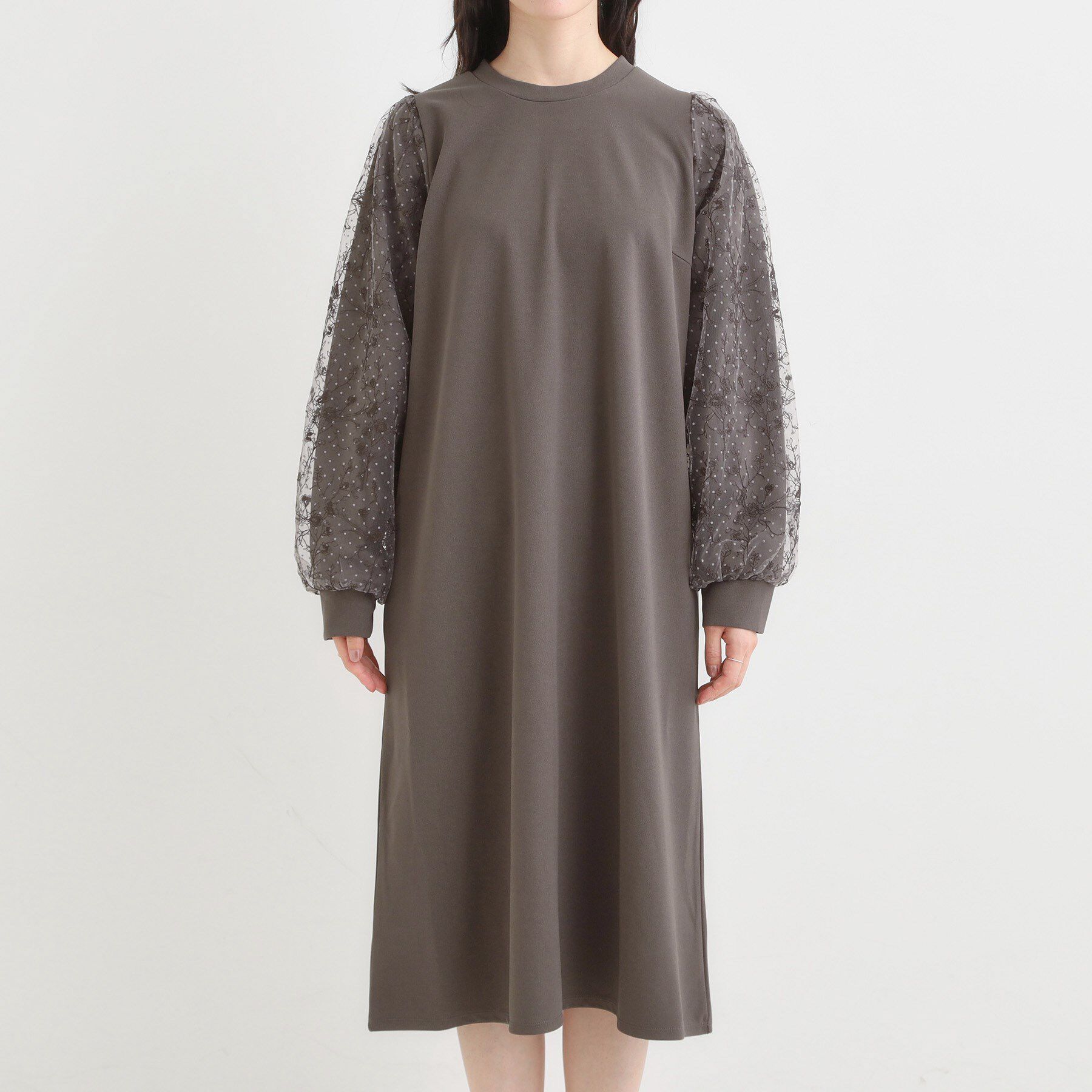 SHOO･LA･RUE「【S-LL】お袖チュールレース切り替えワンピース」|ワンピース|