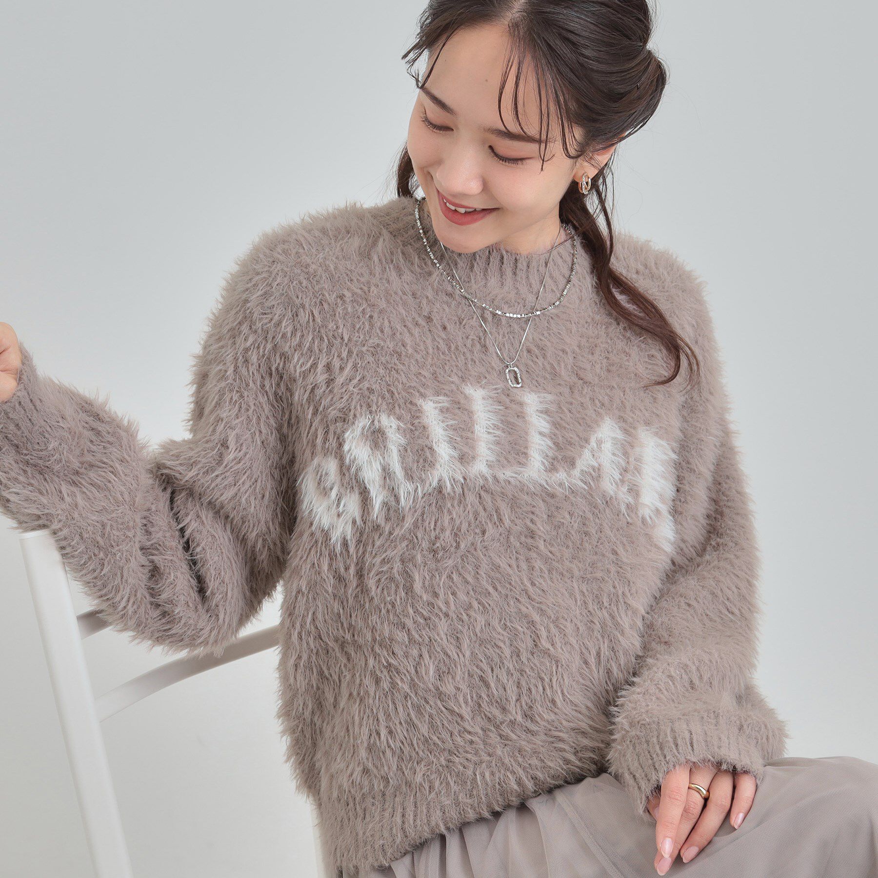 SHOO･LA･RUE「ふんわり柔らか ロゴフェザーニット」|ニット・セーター|モカブラウン(042