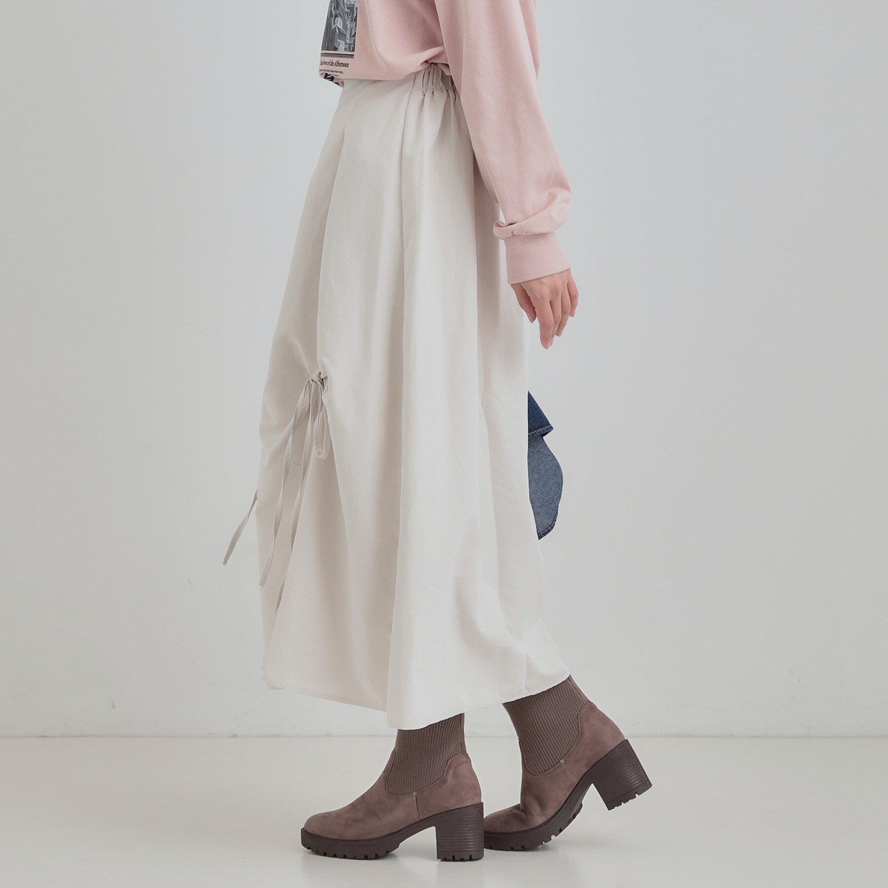 SHOO･LA･RUE「リボンタック ピーチ起毛 フレアスカート」|スカート|