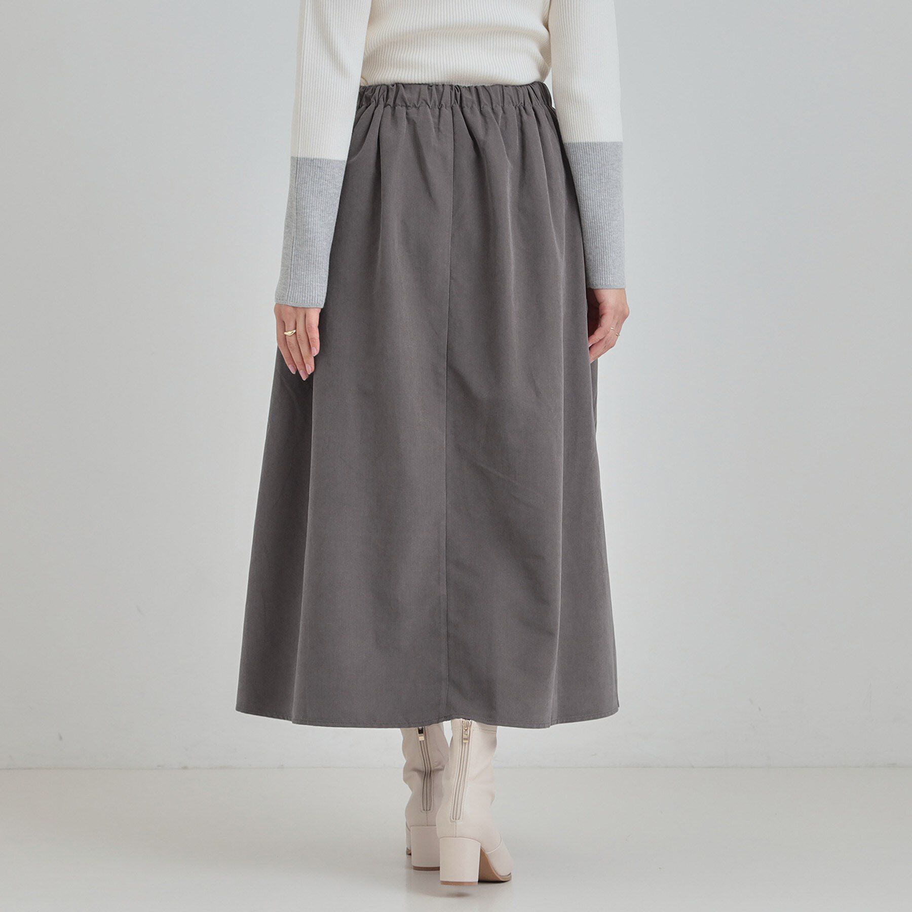 SHOO･LA･RUE「リボンタック ピーチ起毛 フレアスカート」|スカート|