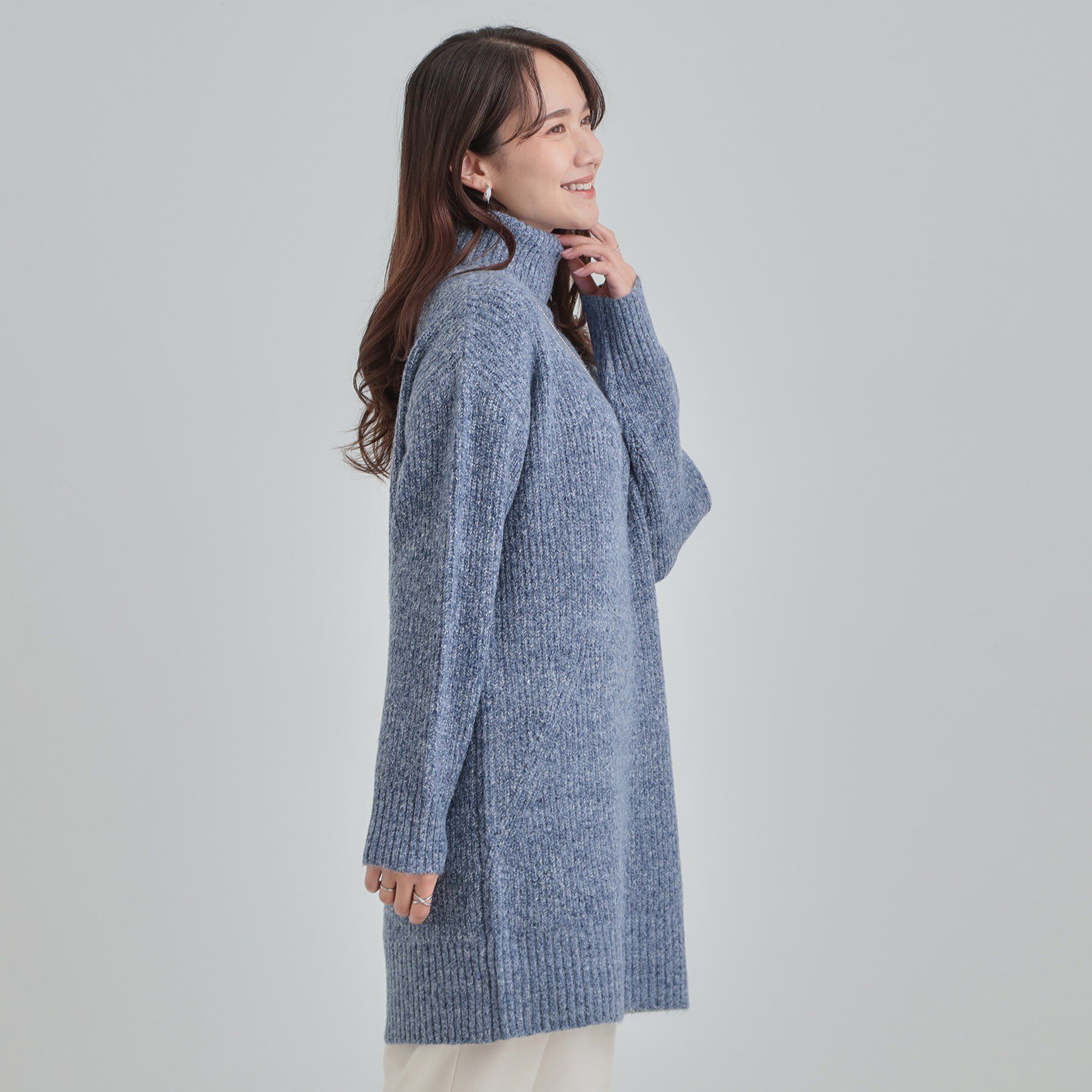 SHOO･LA･RUE「【洗濯機可/S-LL/体型カバー】女性らしい美シルエット チュニックニットワンピース」|ニット・セーター|