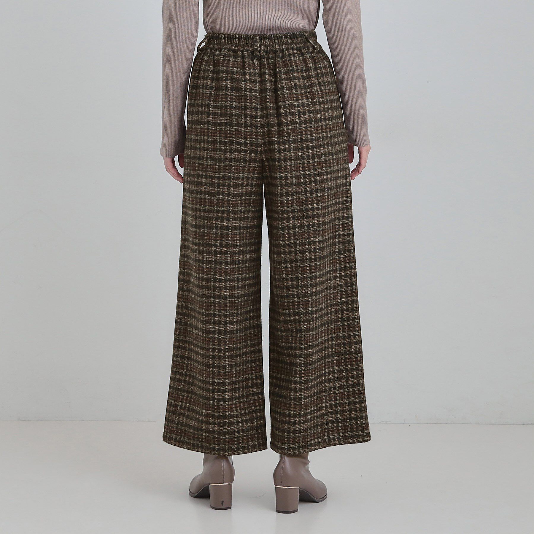 SHOO･LA･RUE「【あったか】脚のラインをきれいに魅せる チェック柄ワイドパンツ」|その他|