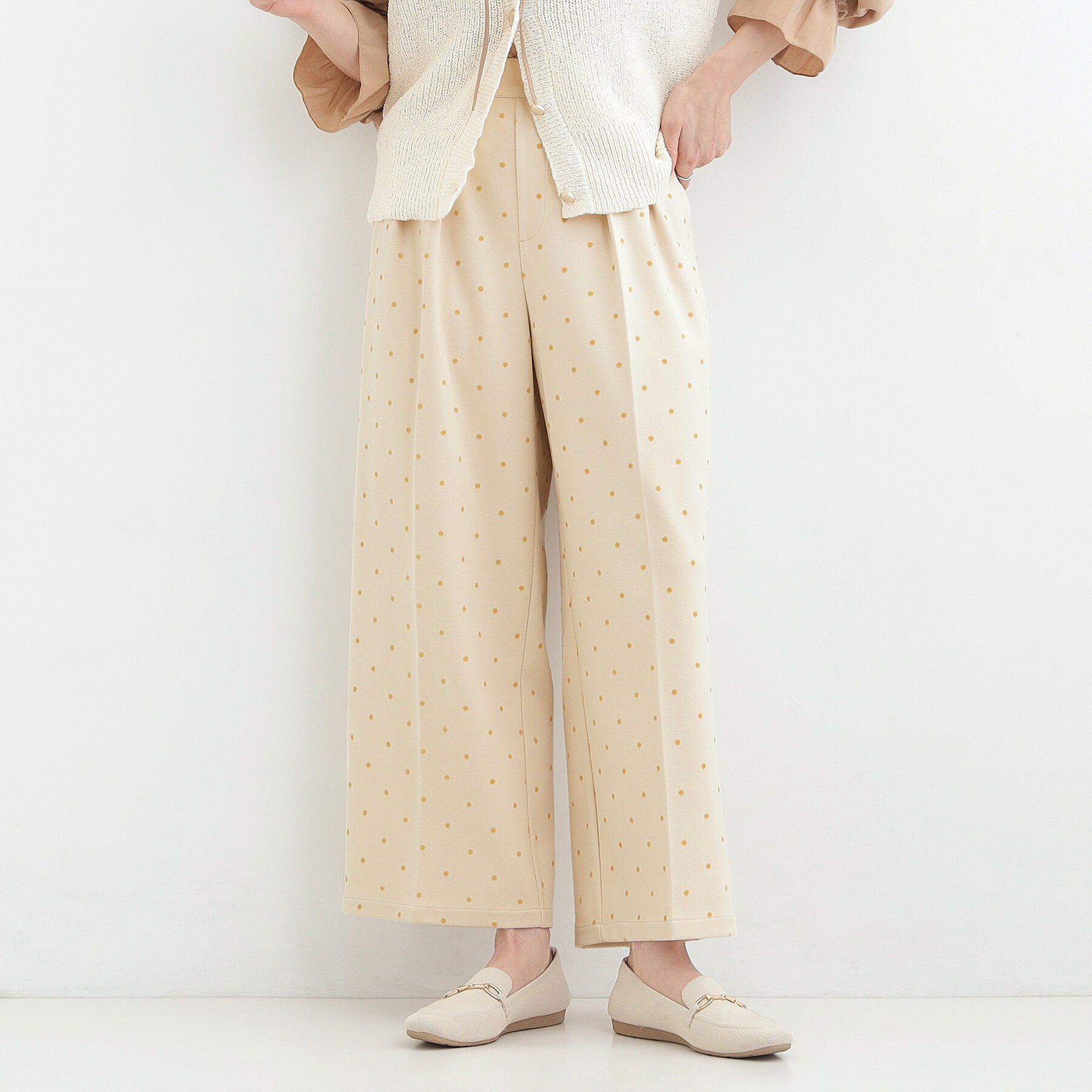 SHOO･LA･RUE「【S-LL】きれい見えも叶う フロッキードットワイドパンツ」|その他|