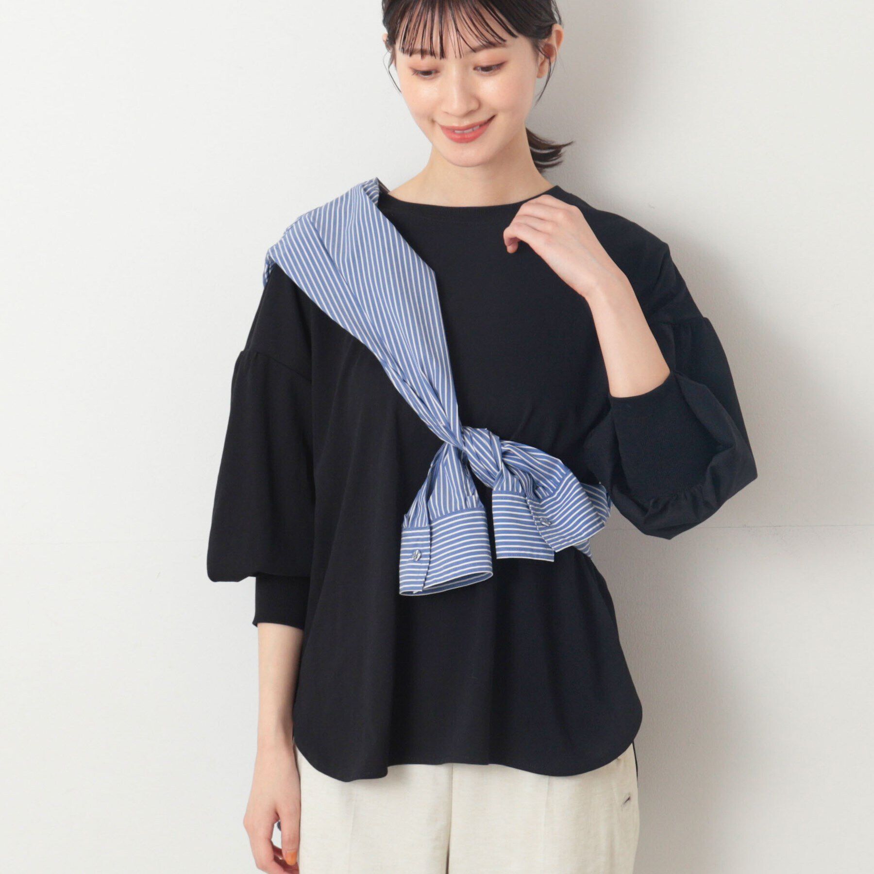 Dessin「【洗える】ギャザースリーブカットソー」|Tシャツ・カットソー|