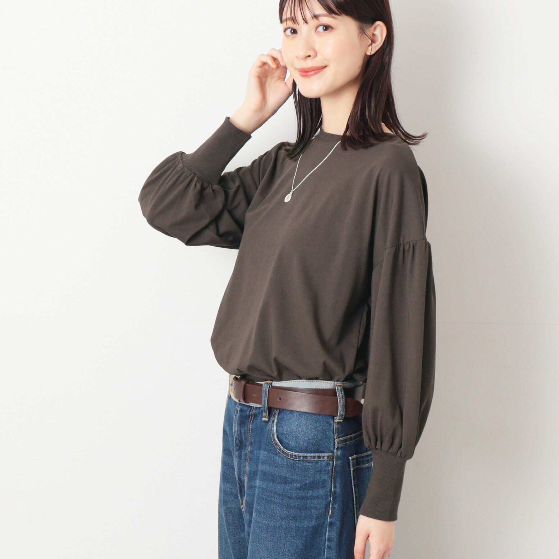 Dessin「【洗える】ギャザースリーブカットソー」|Tシャツ・カットソー|