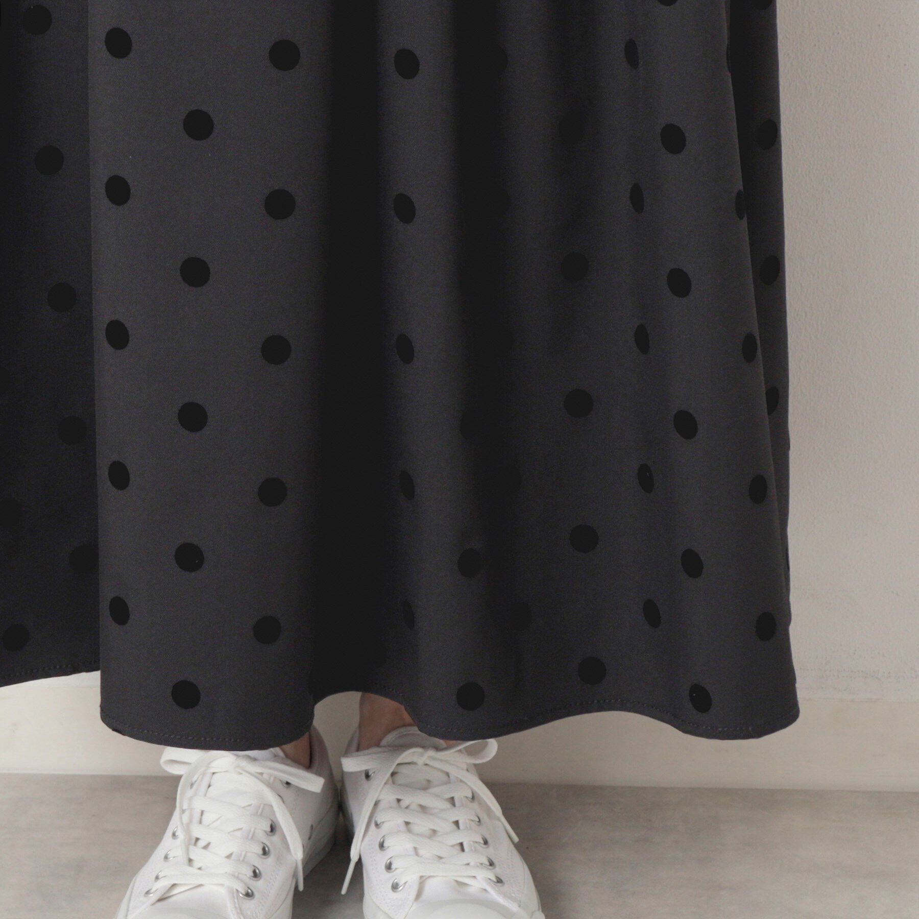 Dessin「【ウエストゴム・洗える】フロッキードットティアードスカート」|スカート|