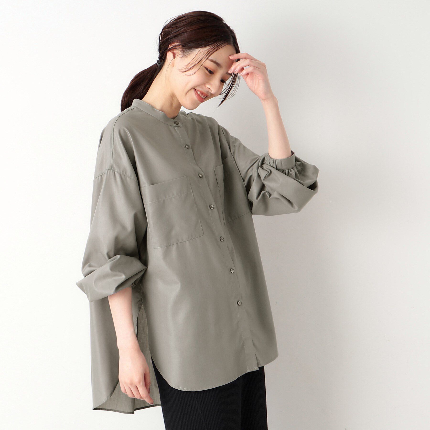 Dessin「微光沢バンドカラーシャツ」|シャツ・ブラウス|