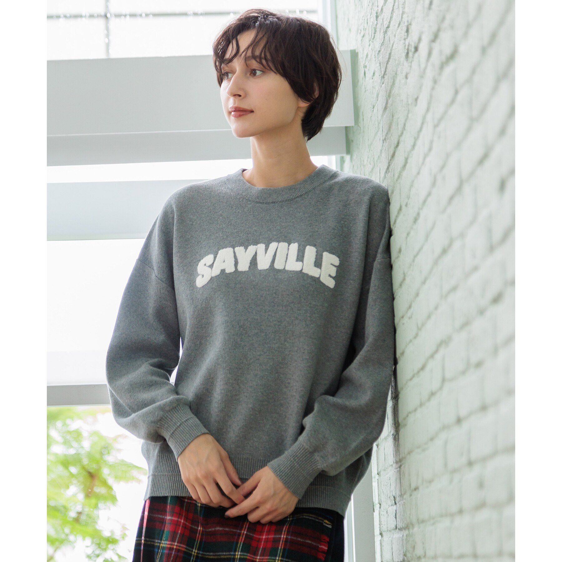 Dessin「【洗える】サガラ刺繍ロゴニット（XS～L）」|ニット・セーター|グレー(012)