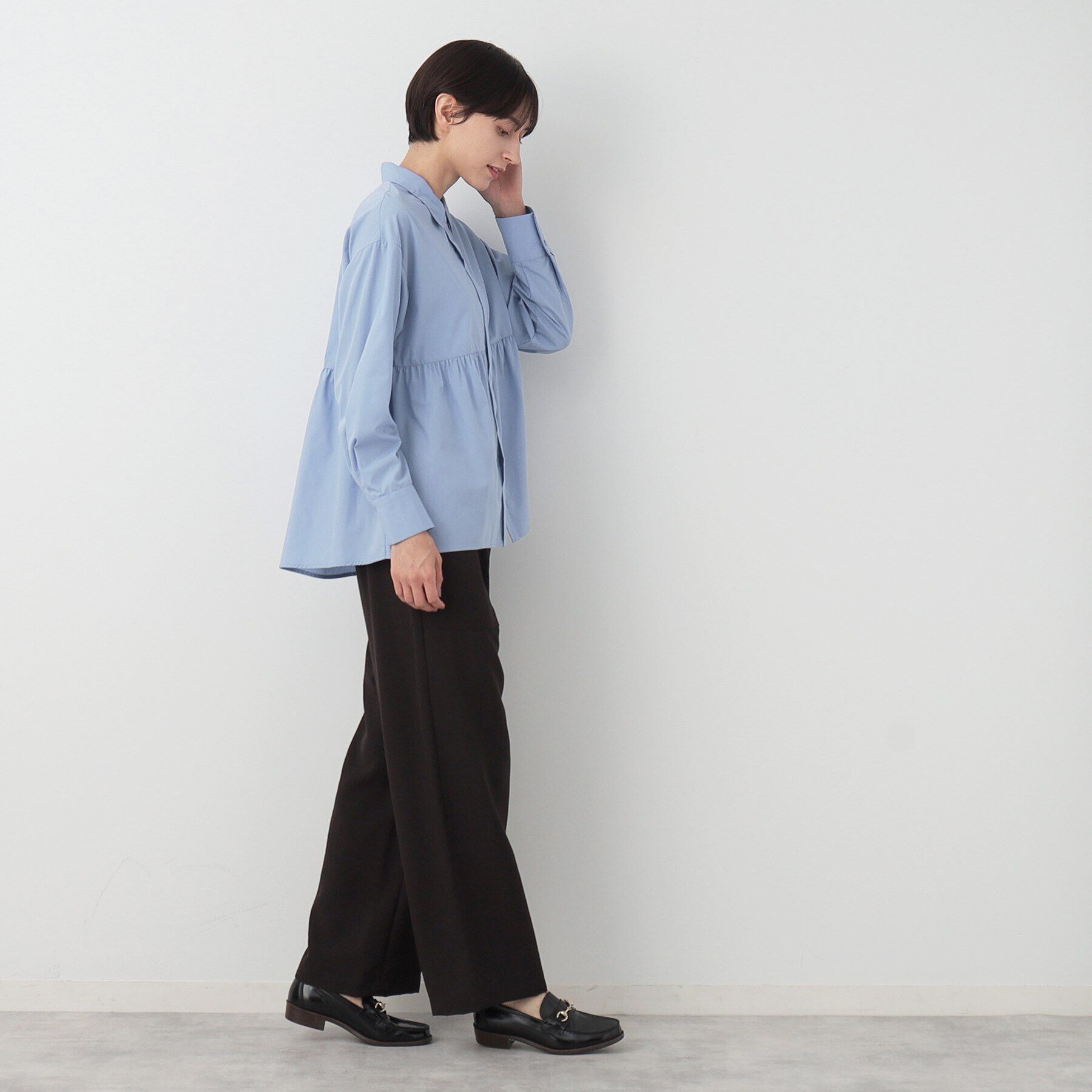 Dessin「【洗える】シャツカラーペプラムブラウス」|シャツ・ブラウス|