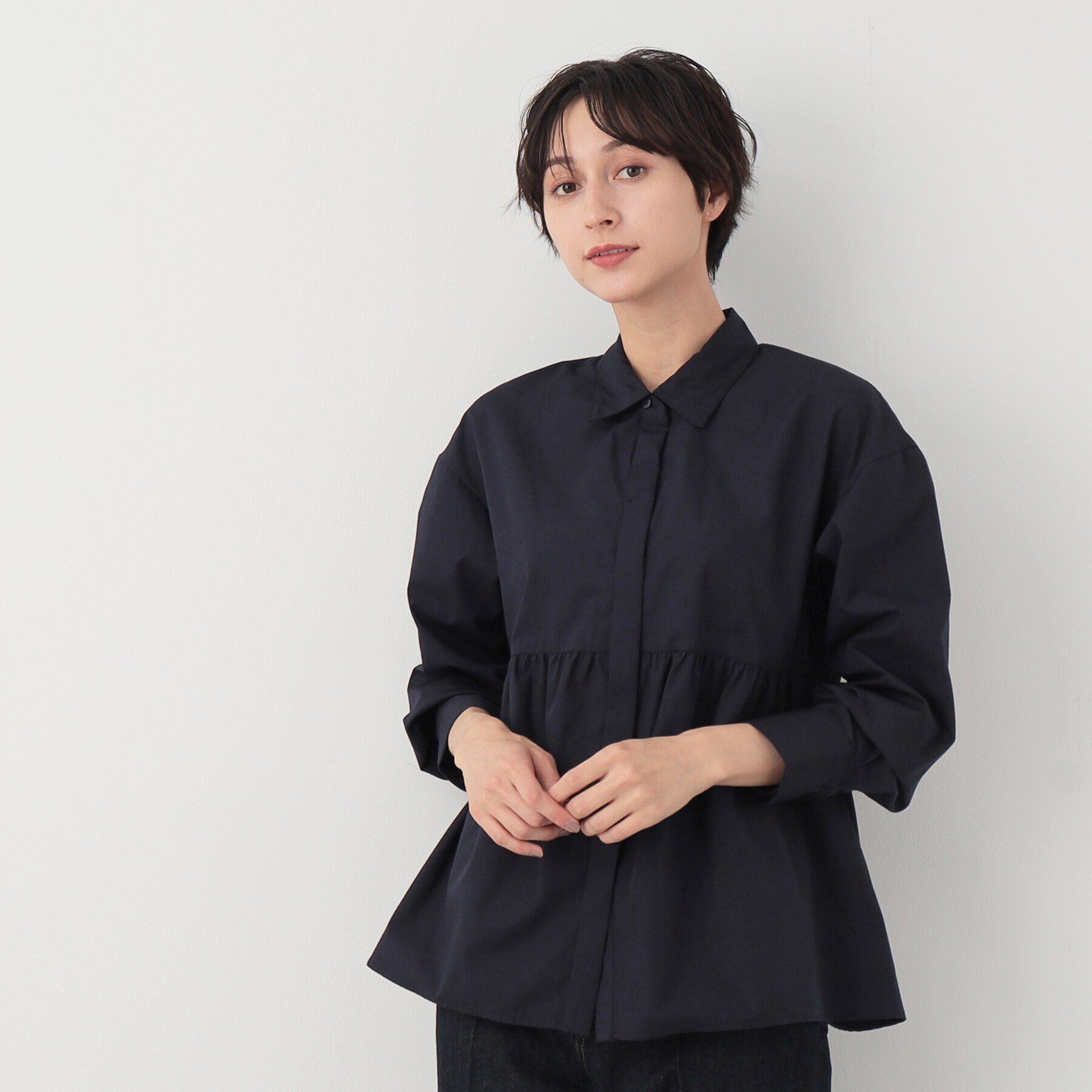 Dessin「【洗える】シャツカラーペプラムブラウス」|シャツ・ブラウス|