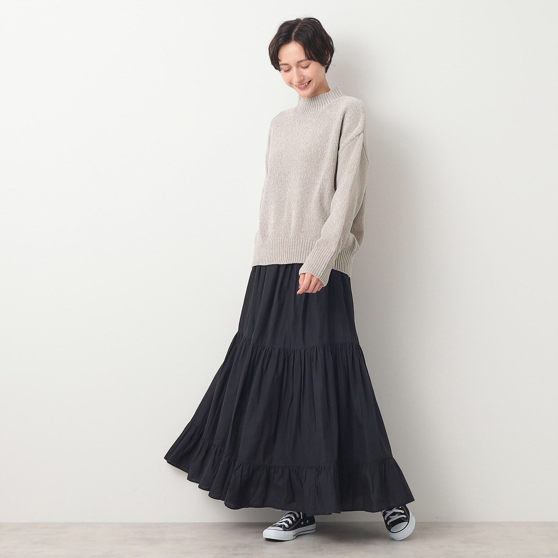 Dessin「【洗える・4サイズ展開・トレンド】ハイネックベロアモールニット（XS～L）」|ニット・セーター|