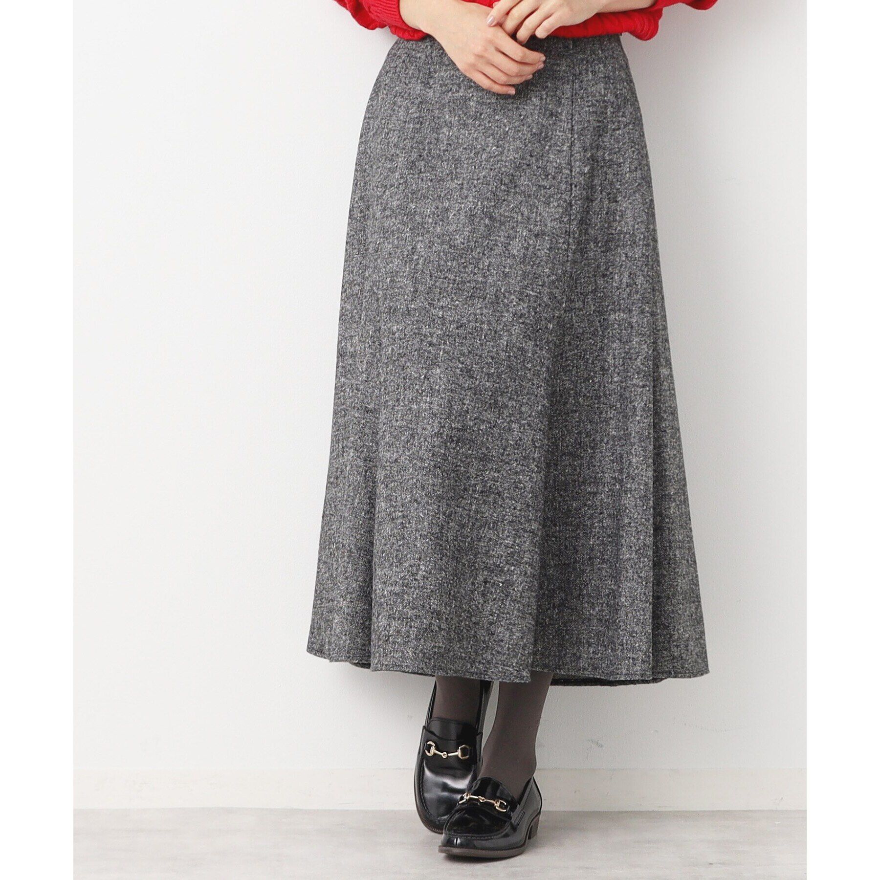 Dessin「【後ろゴム・洗える】ツイード切り替えフレアスカート（XS～L）」|スカート|