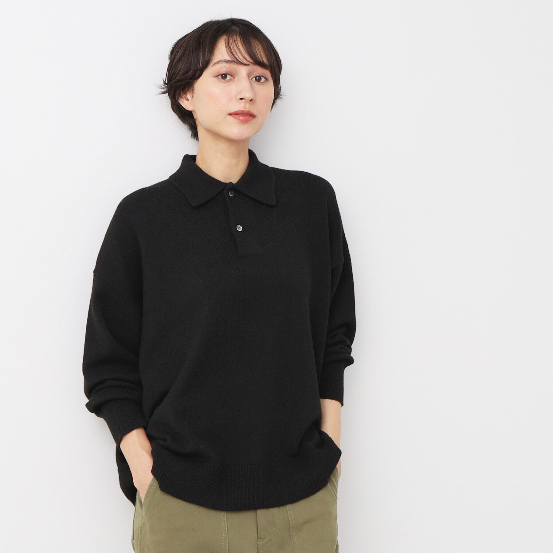 Dessin「【洗える】ボタン付きニットポロ」|ニット・セーター|