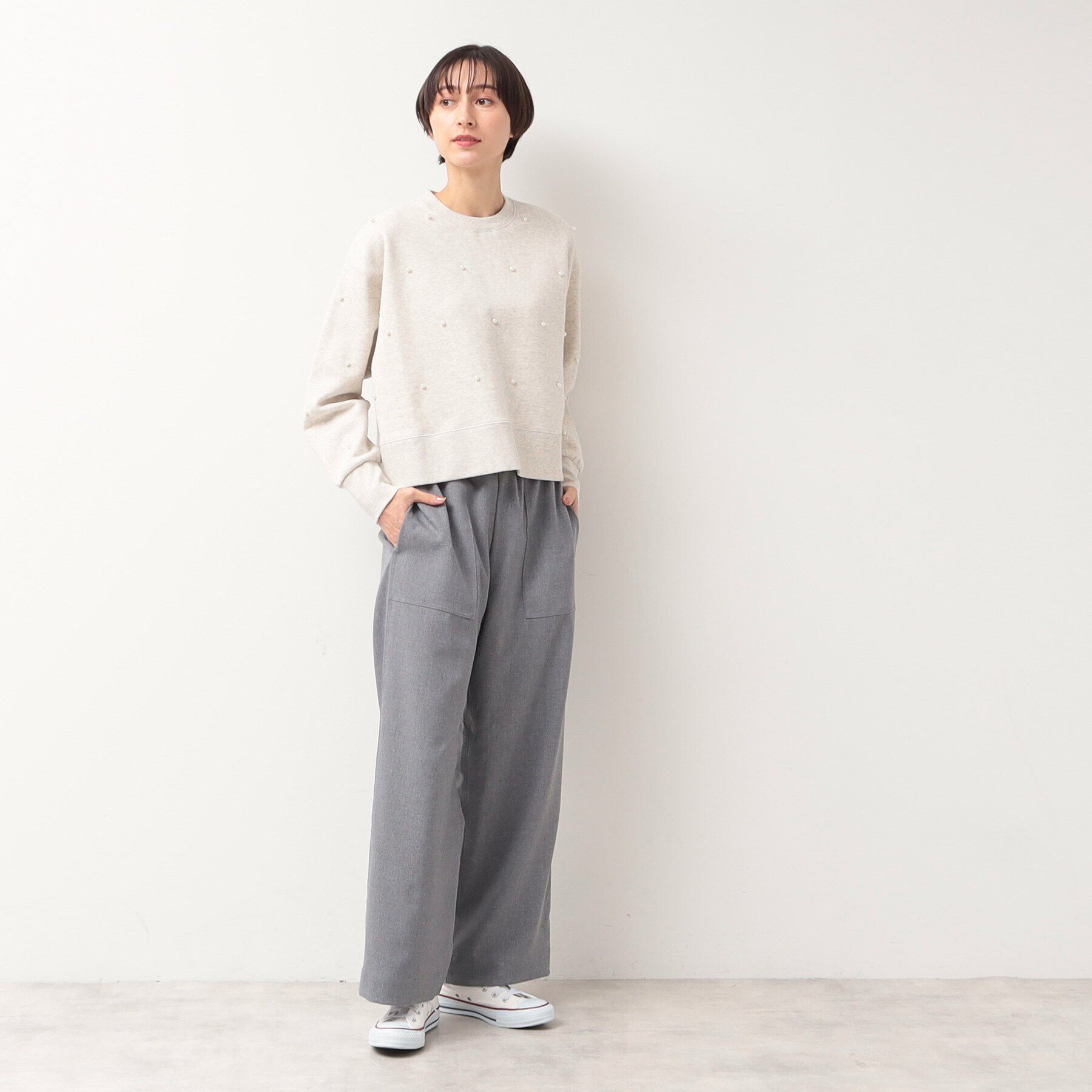 Dessin「【洗える】パール調付きスウェット（S～L）」|Tシャツ・カットソー|