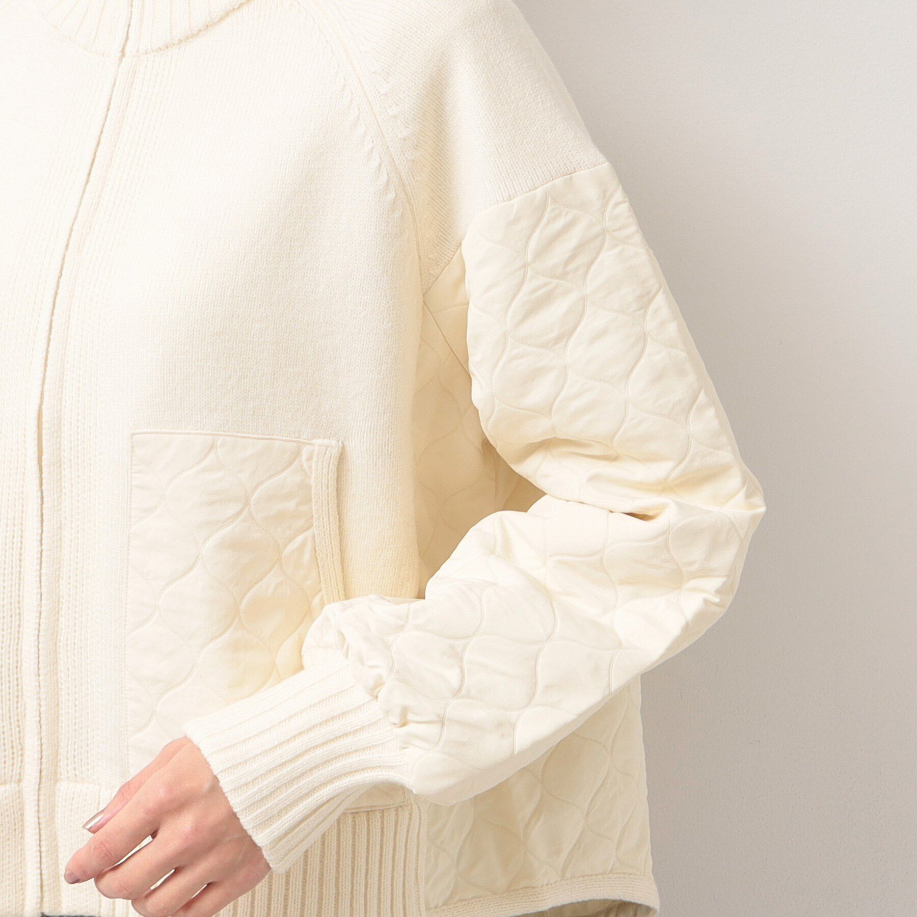 Dessin「【洗える】キルト付きジップアップカーディガン」|ブルゾン・スタジャン|