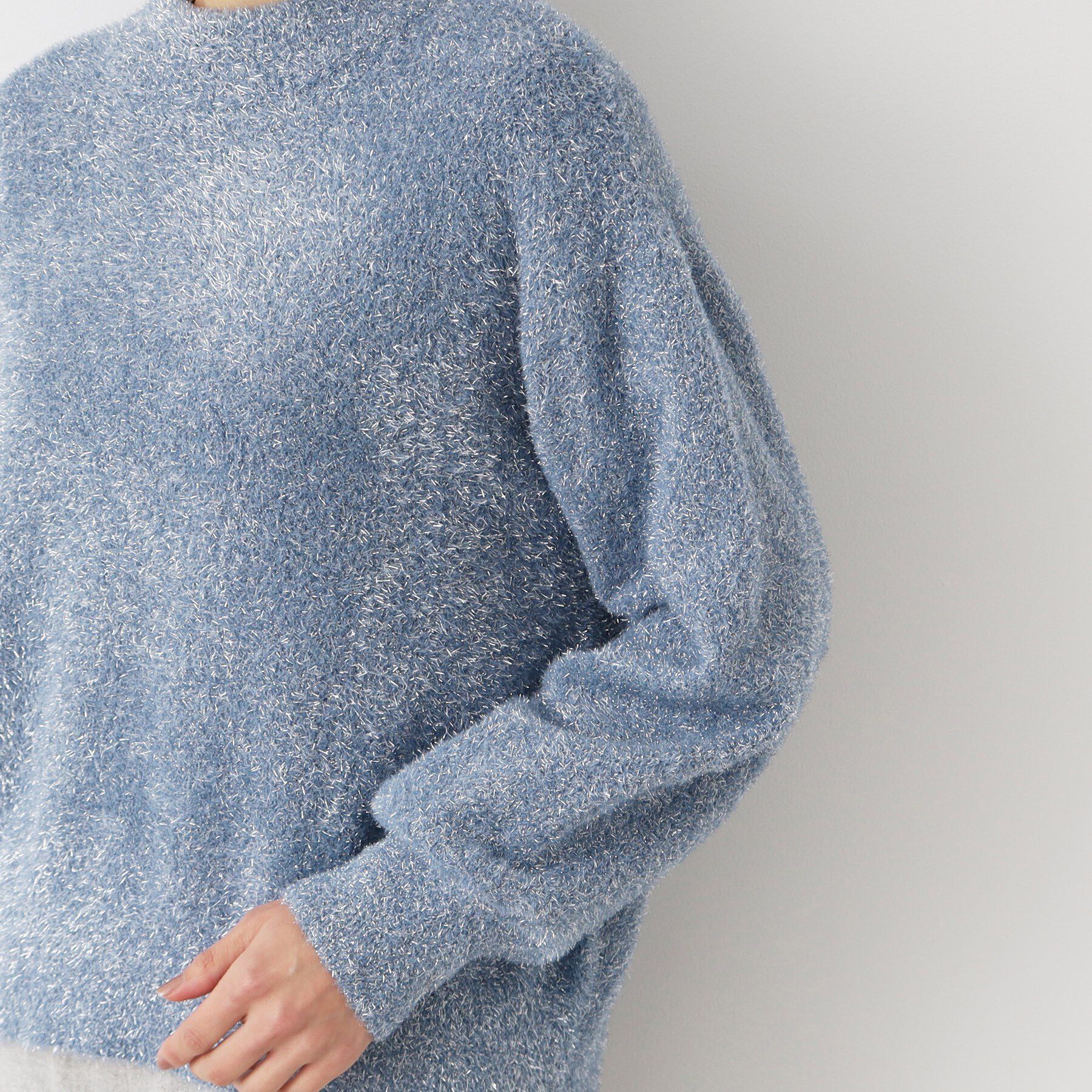 Dessin「【洗える】ハイネックラメフェザーニット（XS～L）」|ニット・セーター|