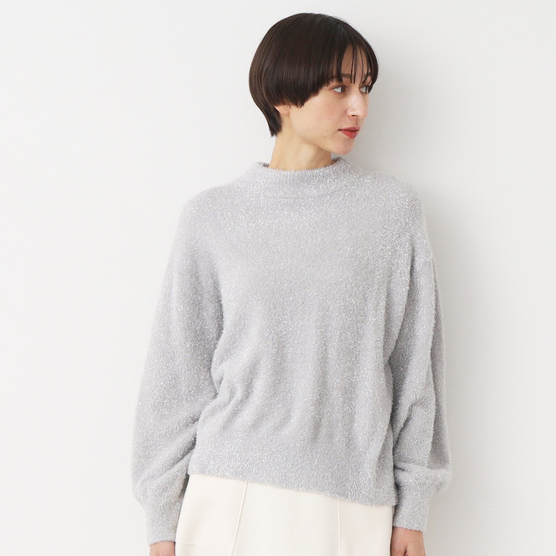 Dessin「【洗える】ハイネックラメフェザーニット（XS～L）」|ニット・セーター|