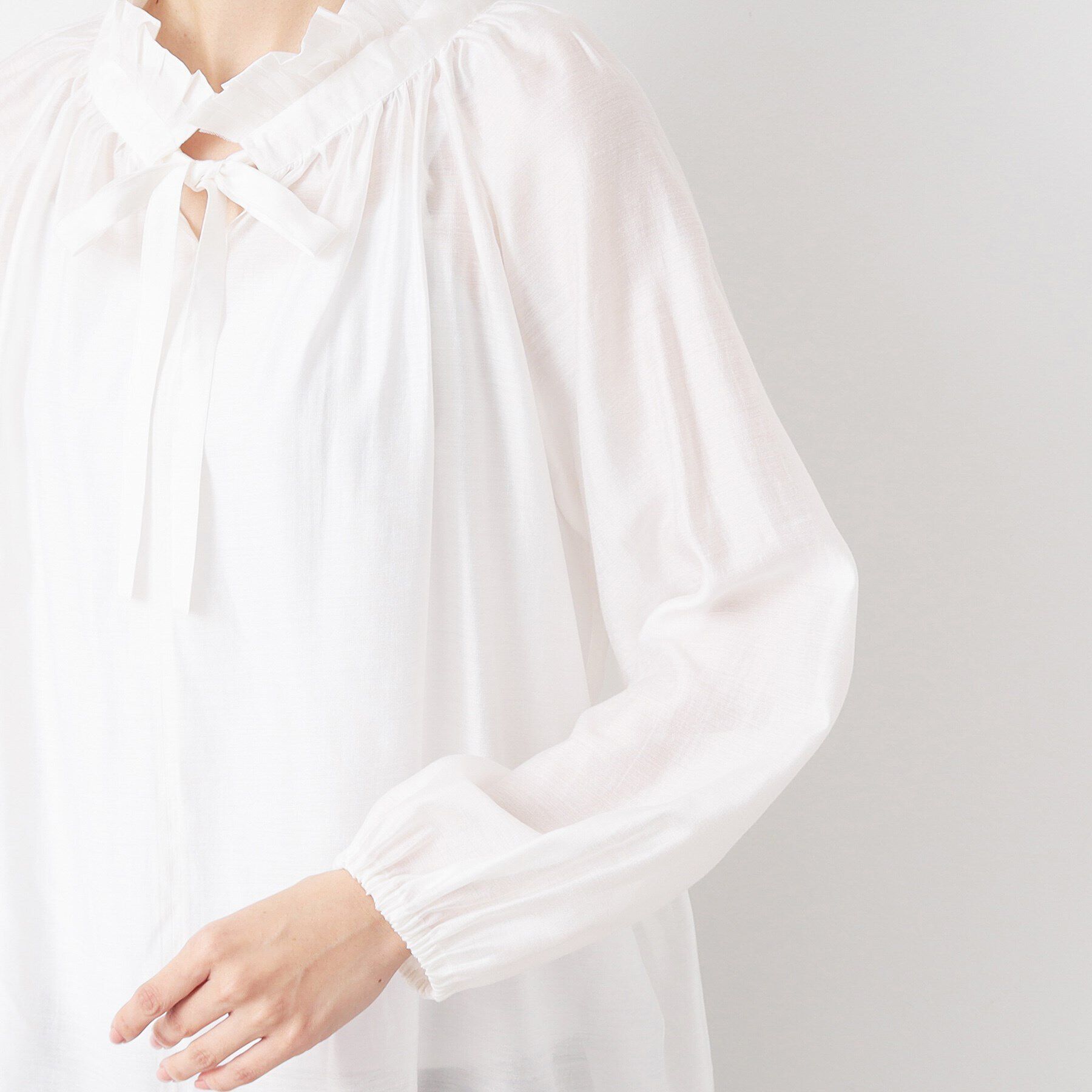 Dessin「【入卒/セレモニー/洗える】フリルリボンチュールブラウス」|シャツ・ブラウス|