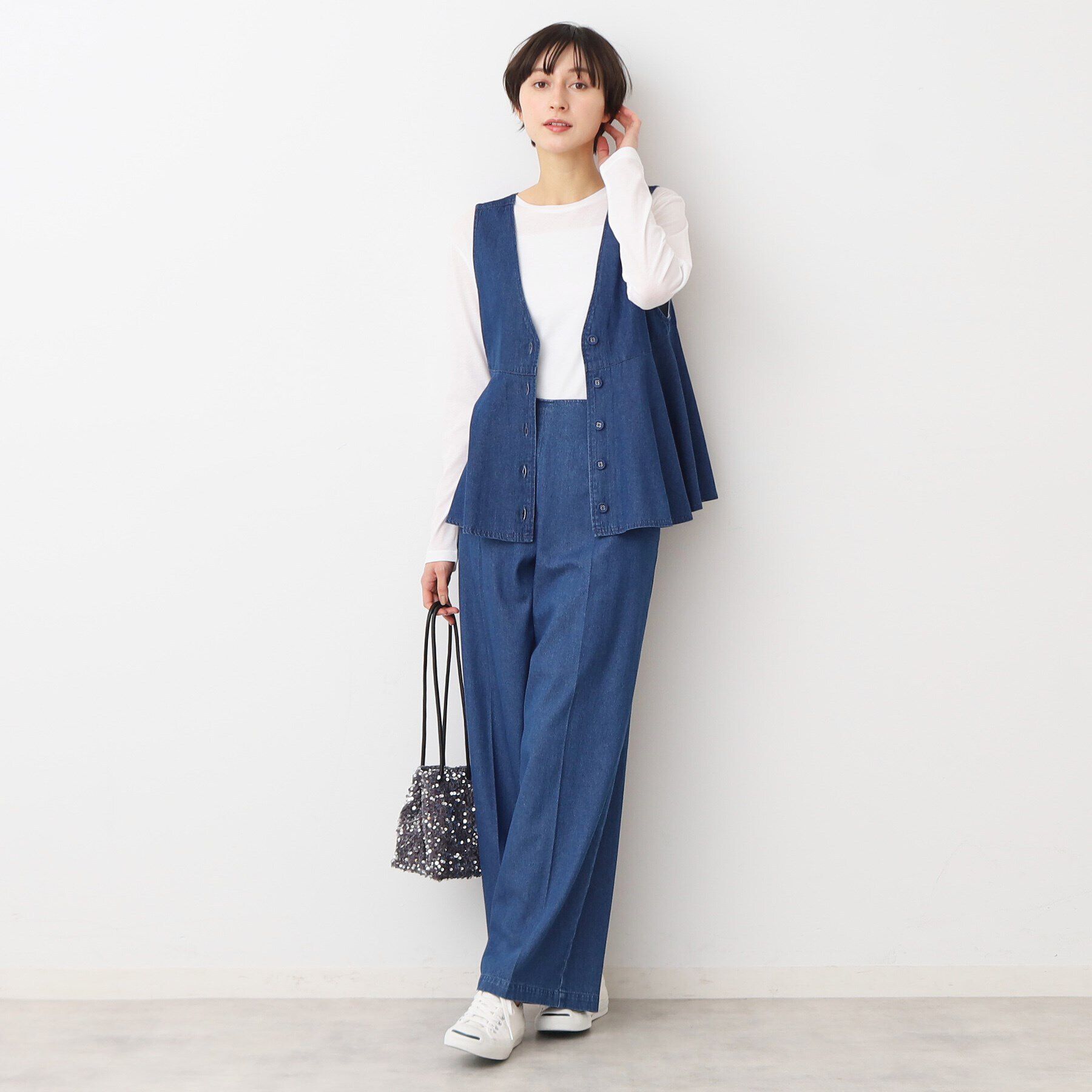 Dessin「【洗える】デニムペプラムベスト」|ベスト・ジレ|