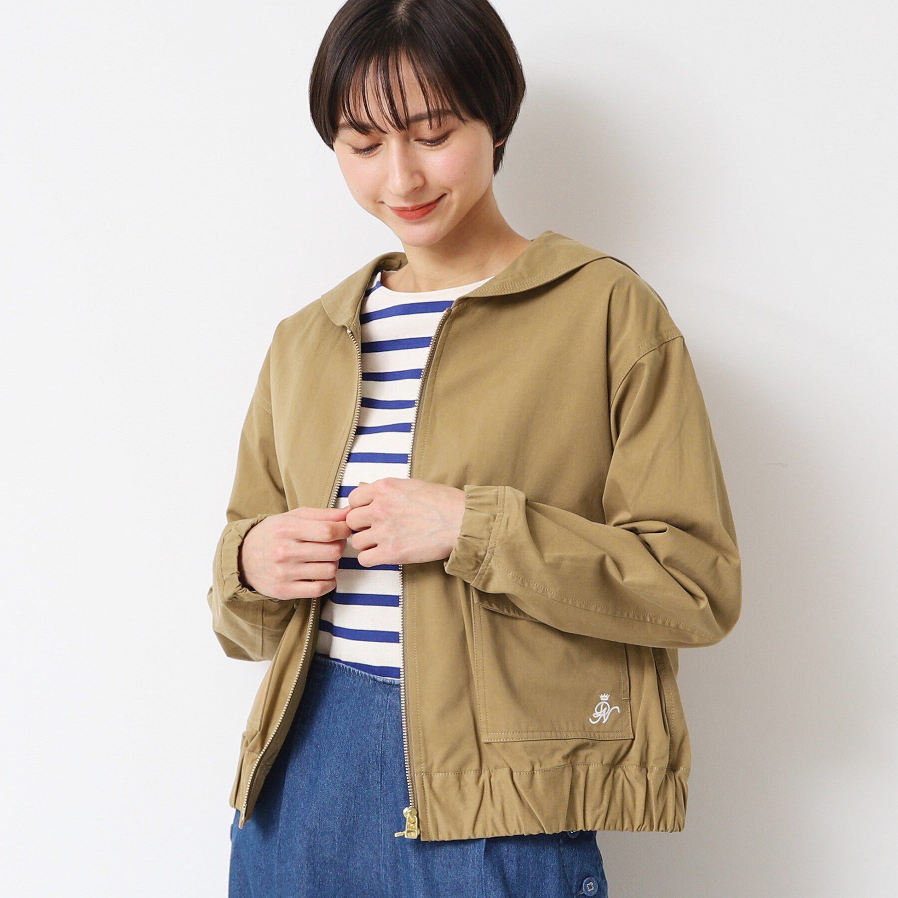 Dessin「【洗える】セーラーカラージップジャケット」|ブルゾン・スタジャン|モカブラウン(042