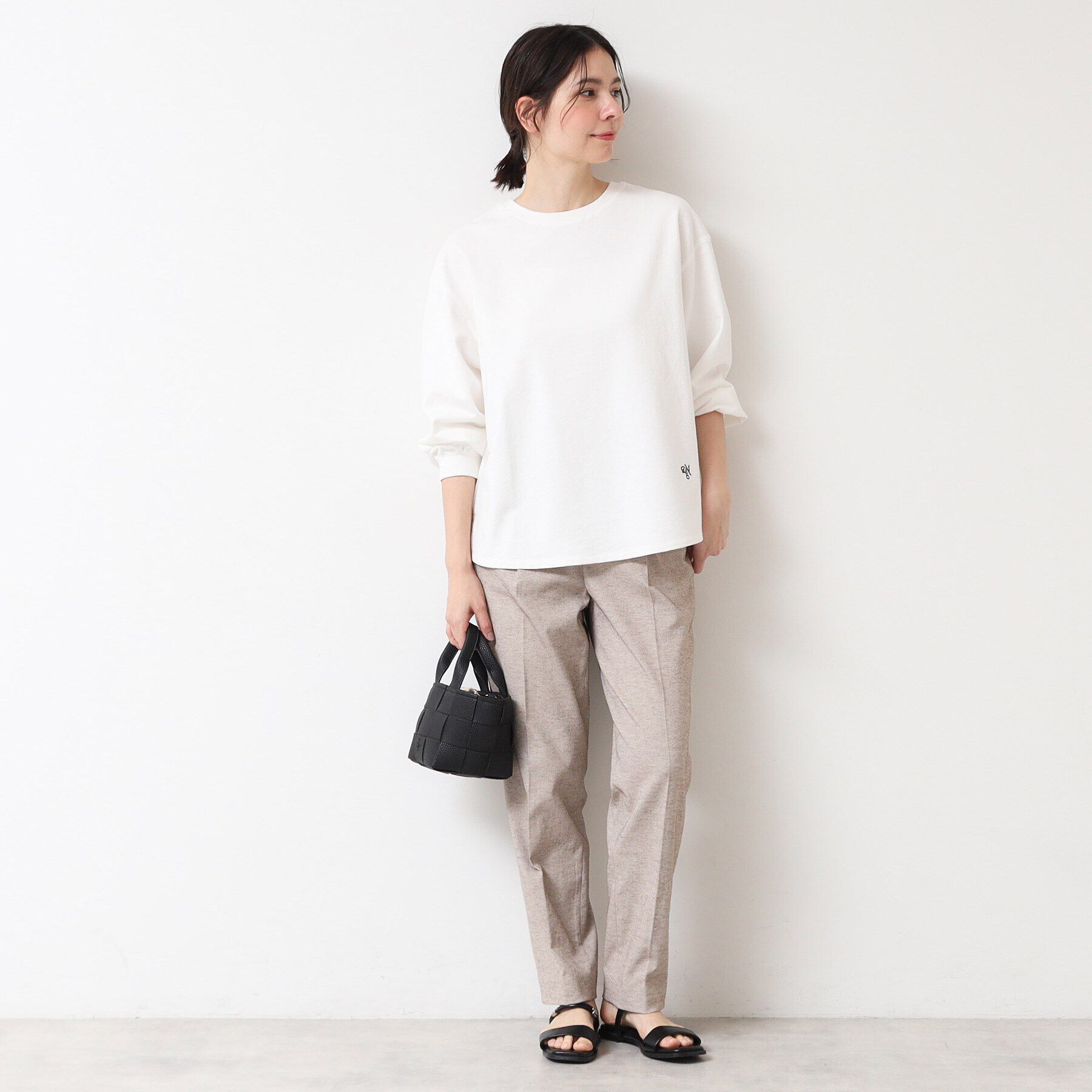 Dessin「【360度可愛い・洗える】バックヘンリーカットソー（9分袖/XS~L）」|Tシャツ・カットソー|