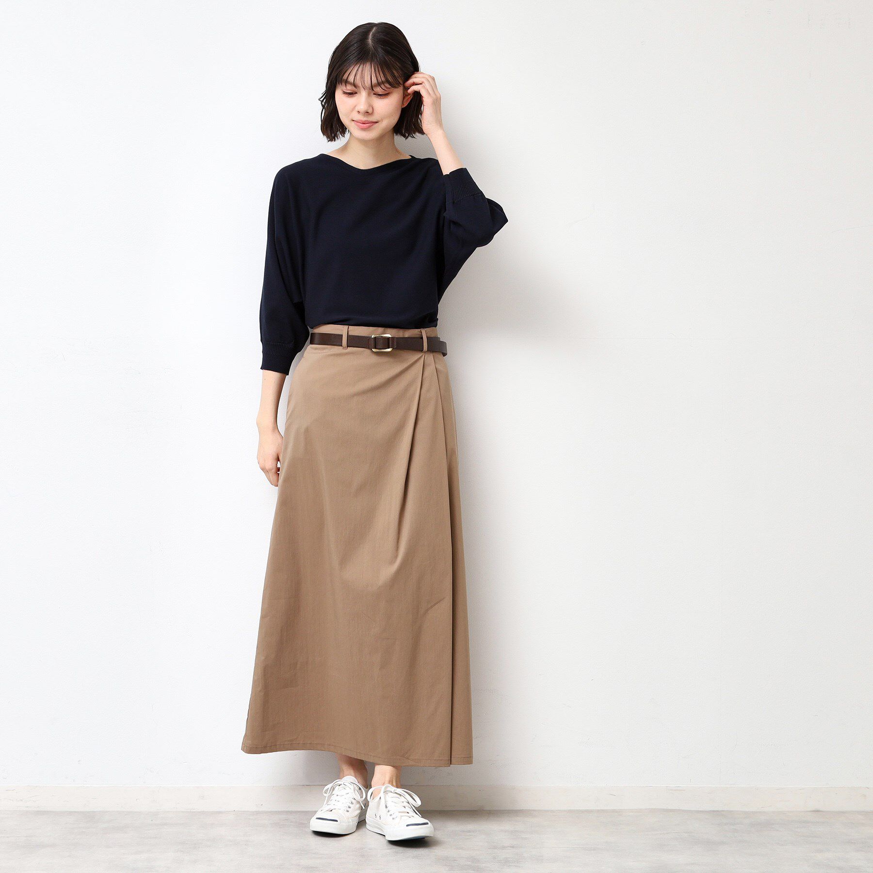 Dessin「【選べる7色展開・洗える】後ろボタンニットプルオーバー七分袖（XS～L）」|ニット・セーター|