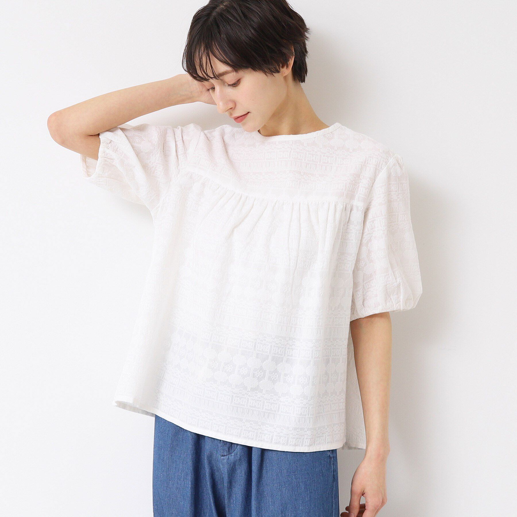 Dessin「【インド刺繍・セットアップ可能・洗える】クルーネックブラウス」|シャツ・ブラウス|