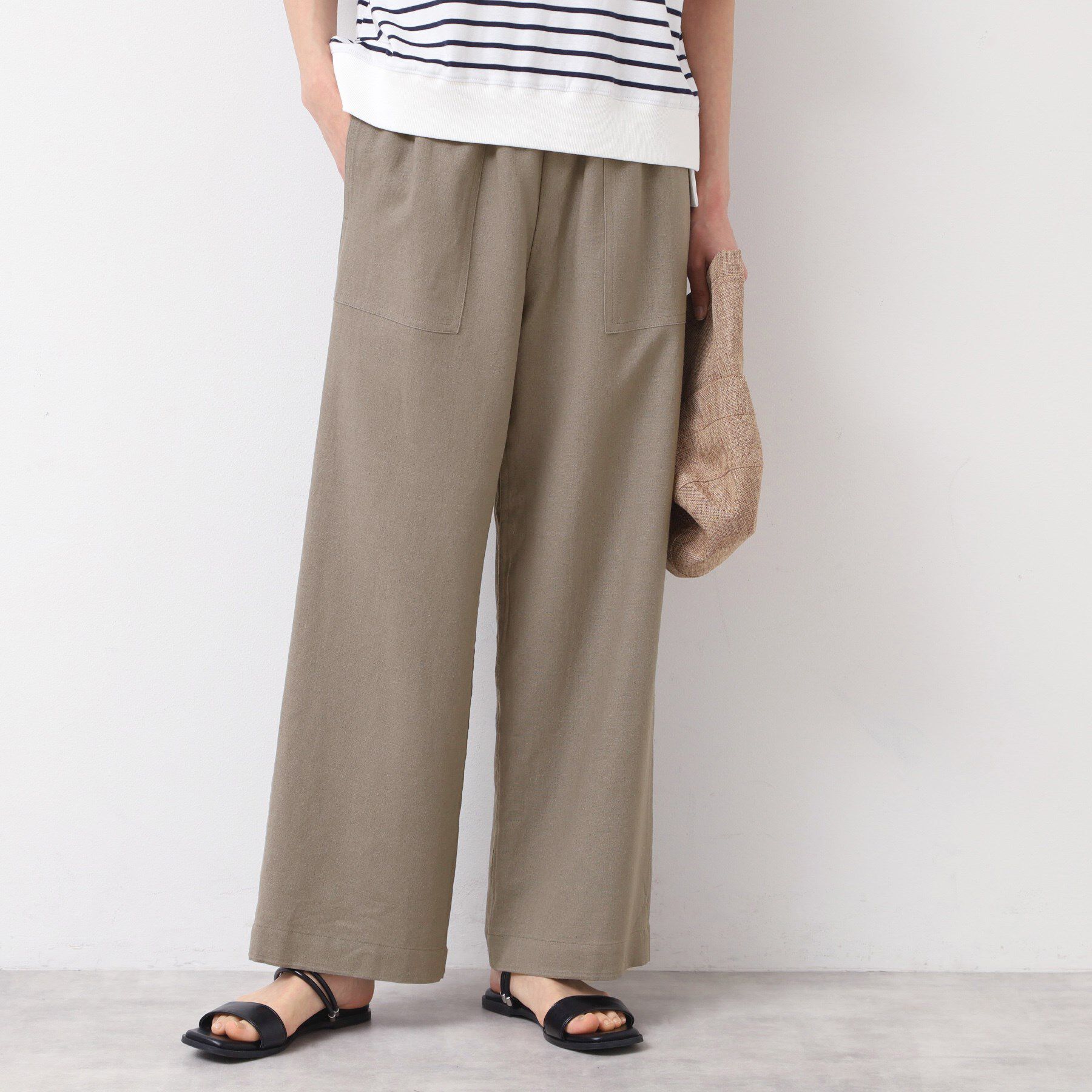 Dessin「【セットアップ可能・ウエストゴム・洗える】リネンブレンドポケット付パンツ（S～L）」|その他|トープ(054)
