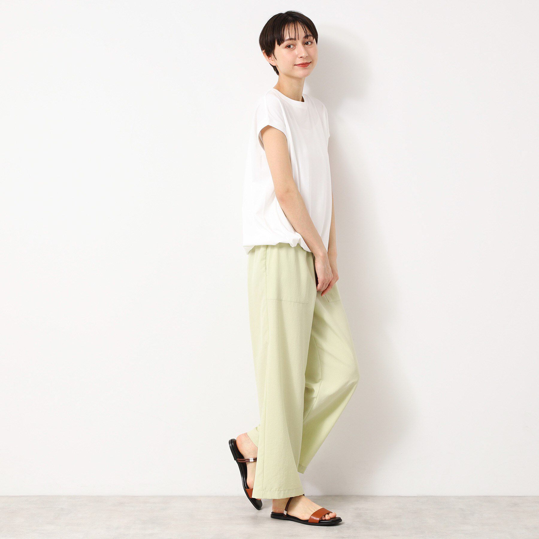 Dessin「【洗える・UV】ドローコード付きフレンチスリーブカットソー」|Tシャツ・カットソー|