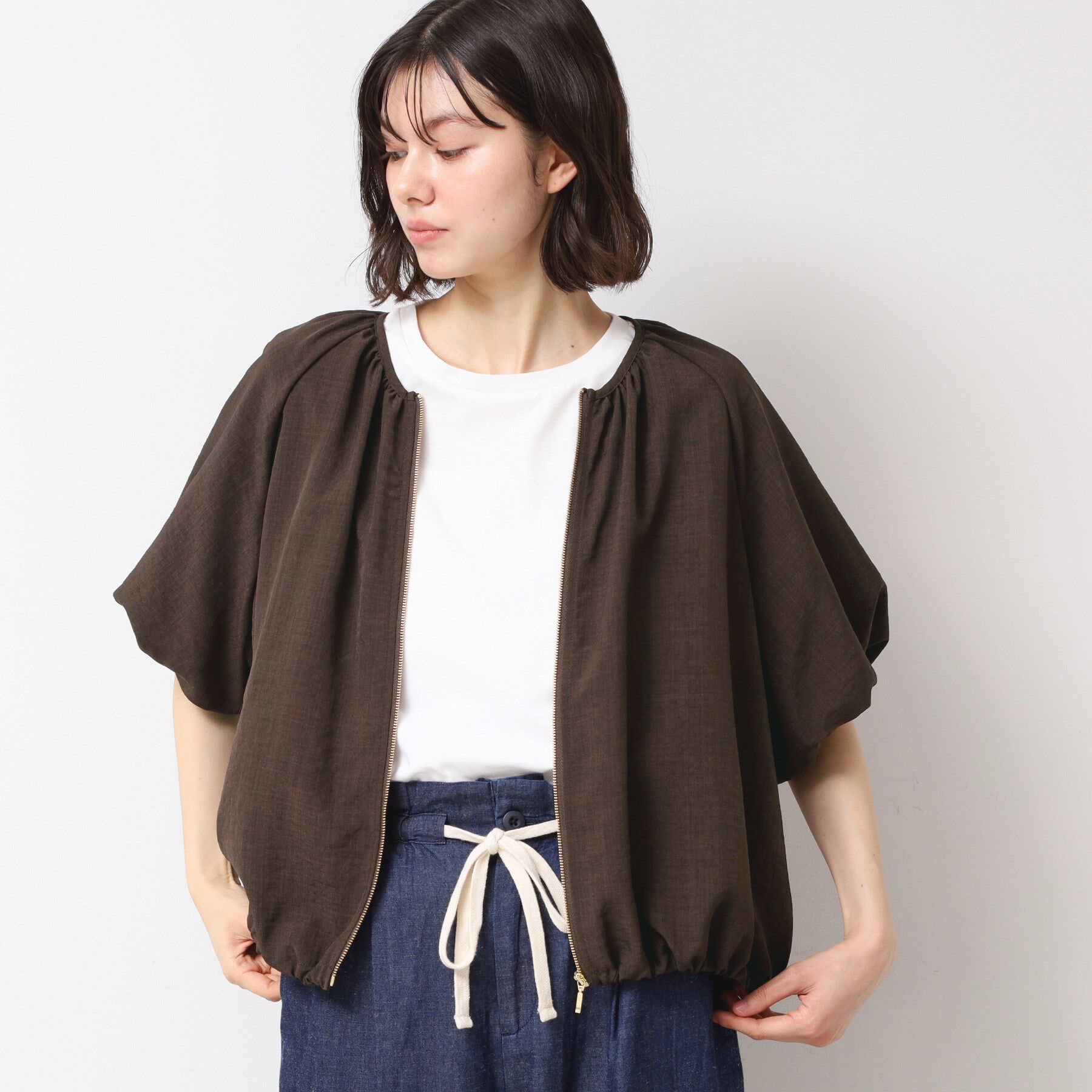 Dessin「【洗える】ドローコード付きバルーン袖ブルゾン」|ブルゾン・スタジャン|