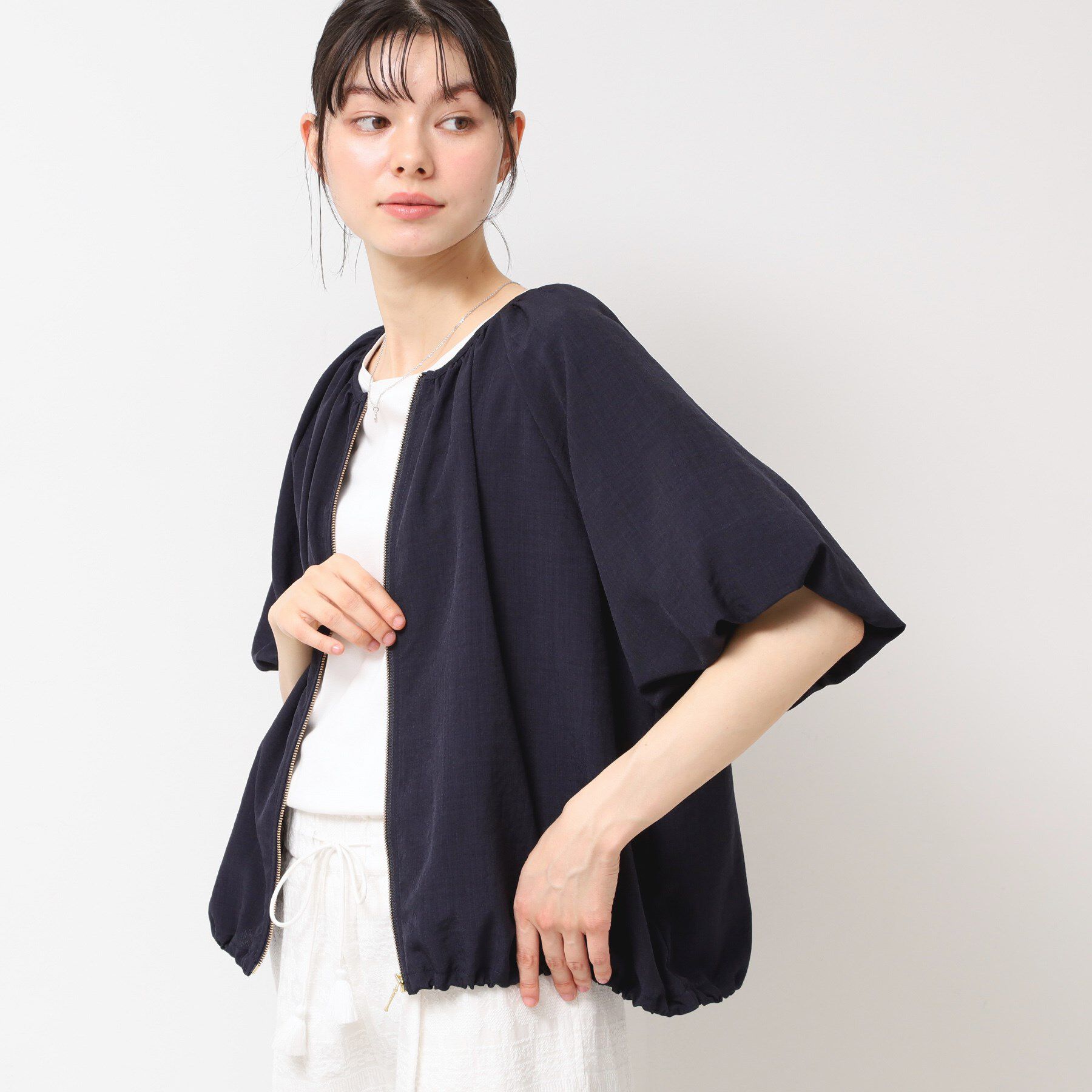 Dessin「【洗える】ドローコード付きバルーン袖ブルゾン」|ブルゾン・スタジャン|