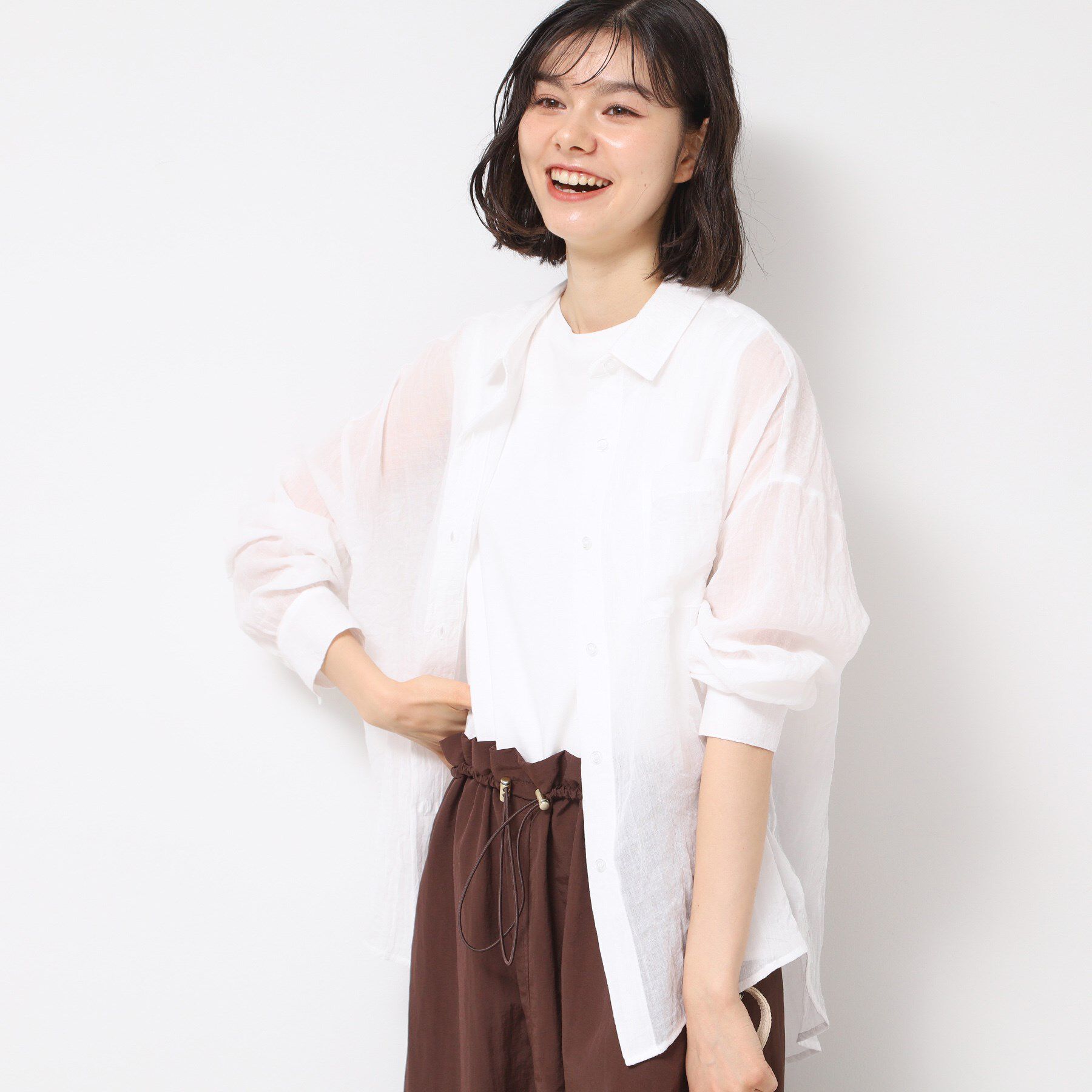 Dessin「【洗える】シアーシャンブレーシャツ」|シャツ・ブラウス|ホワイト(002)