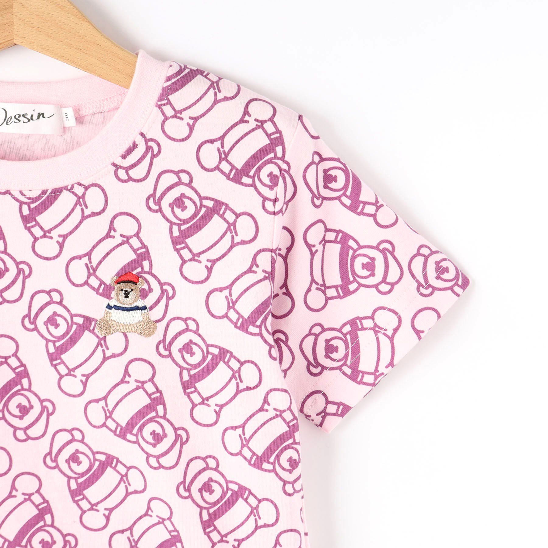 Dessin「【洗える・リンクコーデ】Deddy刺繍入り オーガニックコットンTシャツ」|Tシャツ・カットソー|