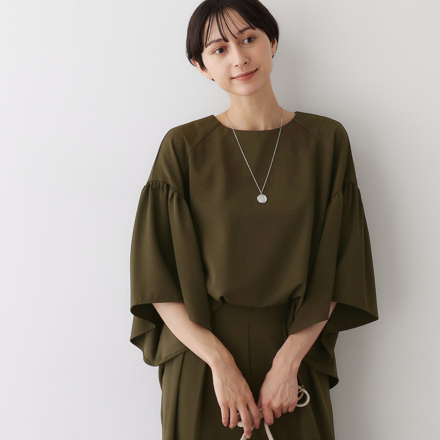 Dessin「【セットアップ可・洗える】フレアスリーブブラウス」|シャツ・ブラウス|ブラウン(044)