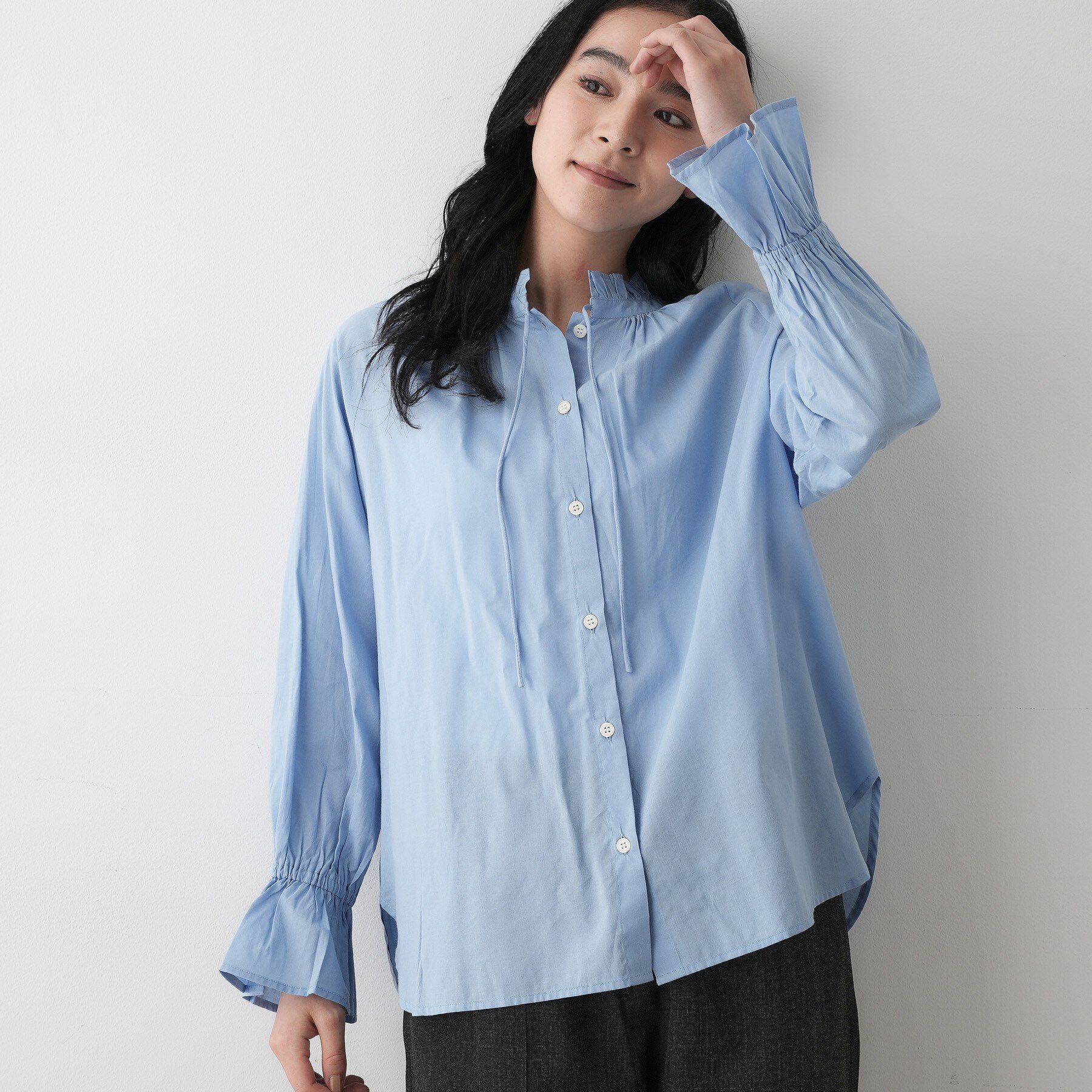 Dessin「【洗える】フリルネックシャツ」|シャツ・ブラウス|