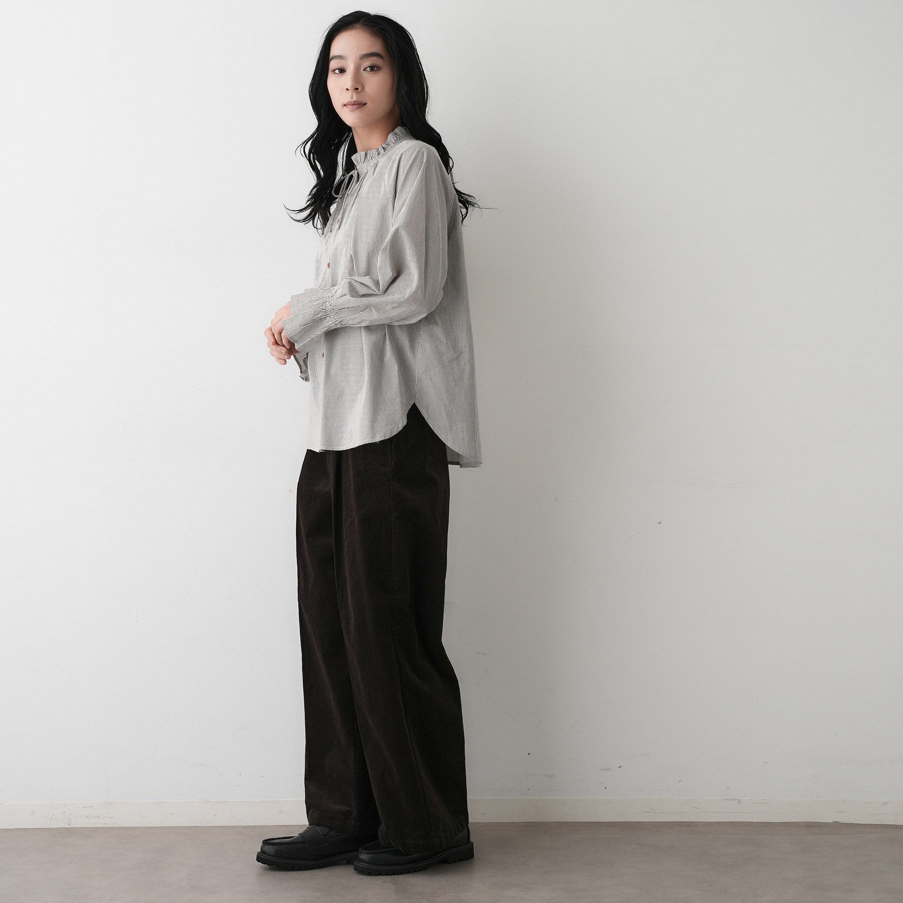 Dessin「【洗える】フリルネックシャツ」|シャツ・ブラウス|