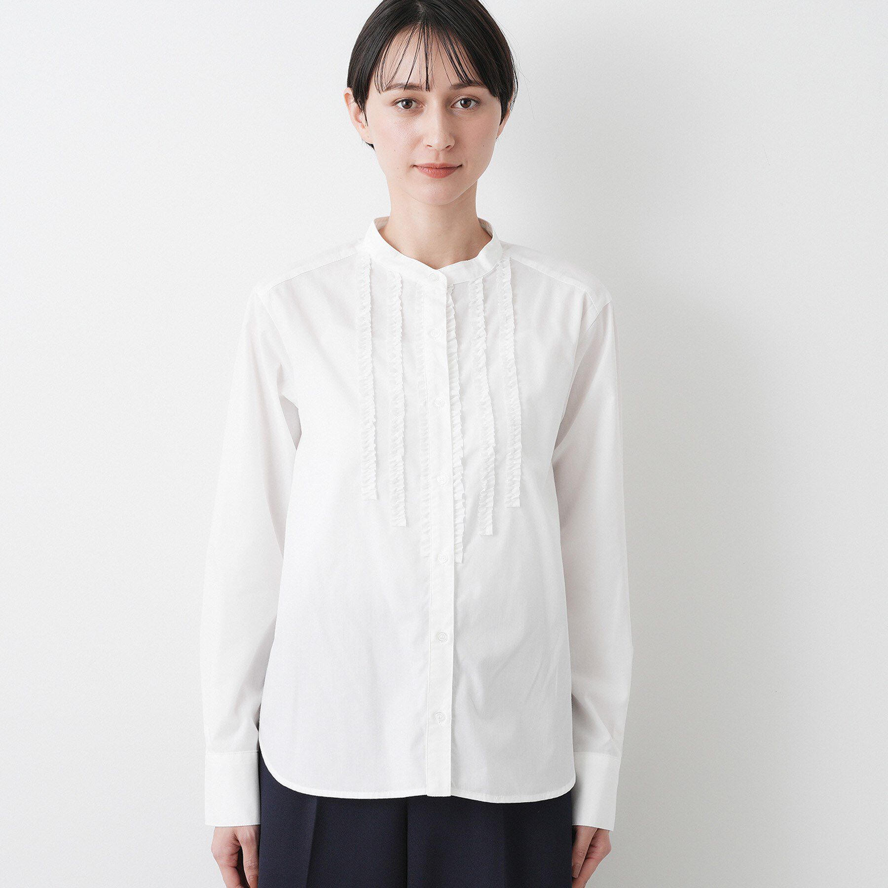 Dessin「【入卒/セレモニー/洗える】フロントフリルネックブラウス」|シャツ・ブラウス|