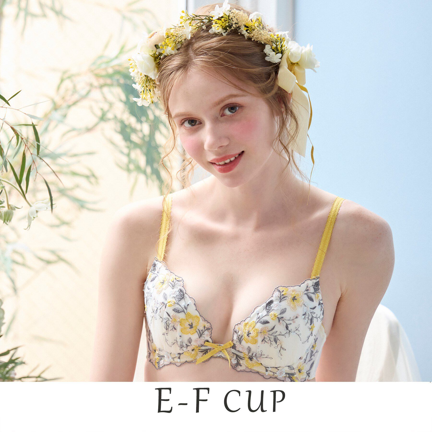 Risa Magli「シェンナ ブラジャー（E-F）＜リサマリ ミラクル谷間ブラ＞」|インナー|イエロー(032)