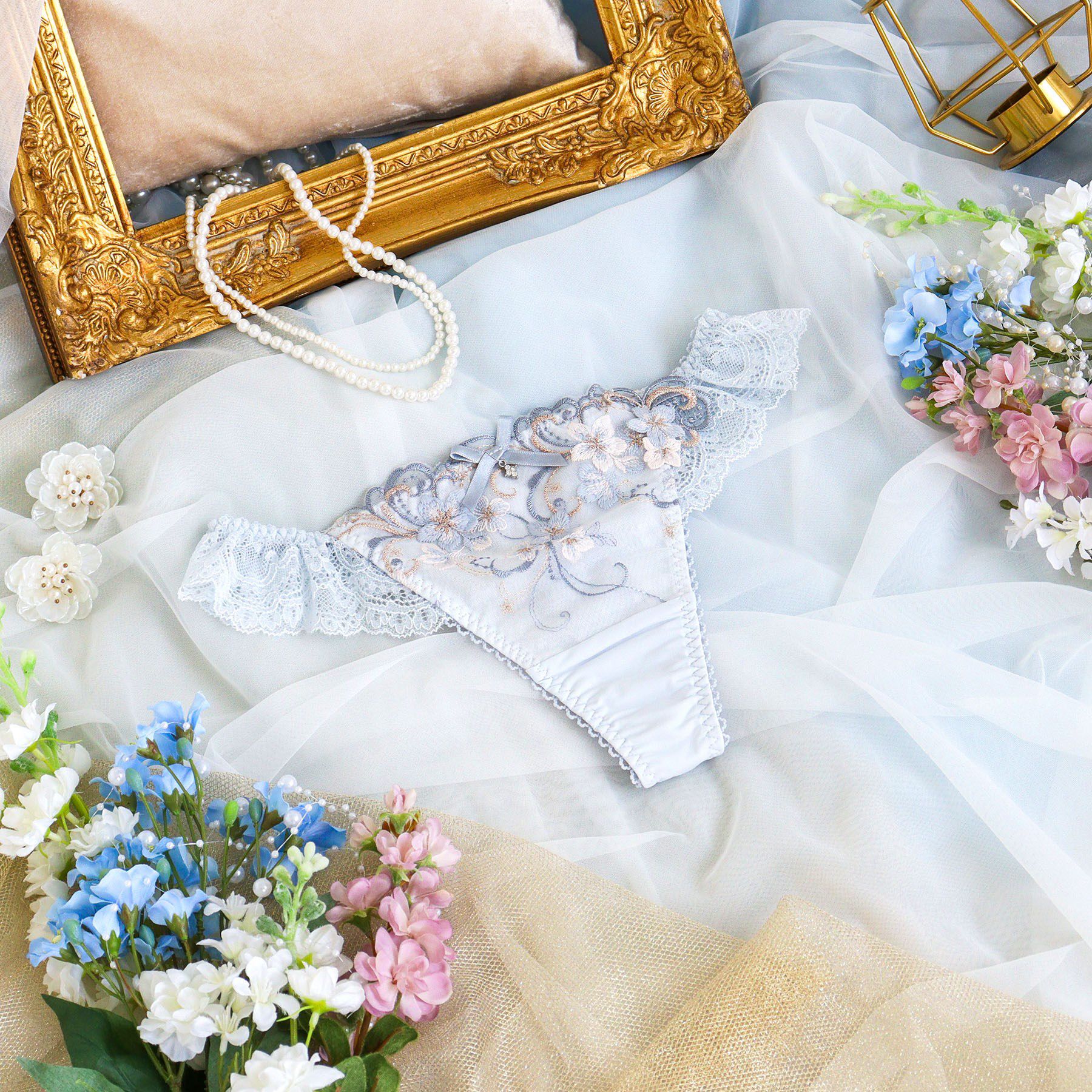 Risa Magli「アイシャ Tバック」|インナー|ブルー(092)