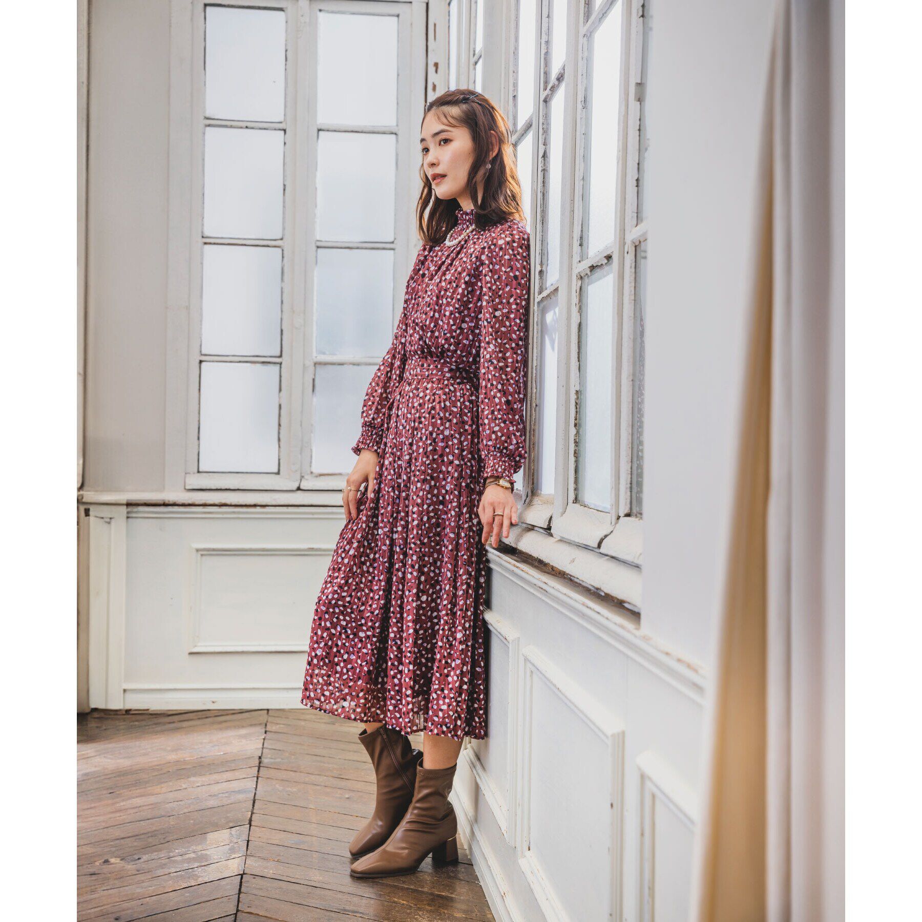 ITS&rsquo;DEMO「【セットアップ可／ウエストゴム／手洗い可】ラメストアニマルドットスカート」|スカート|