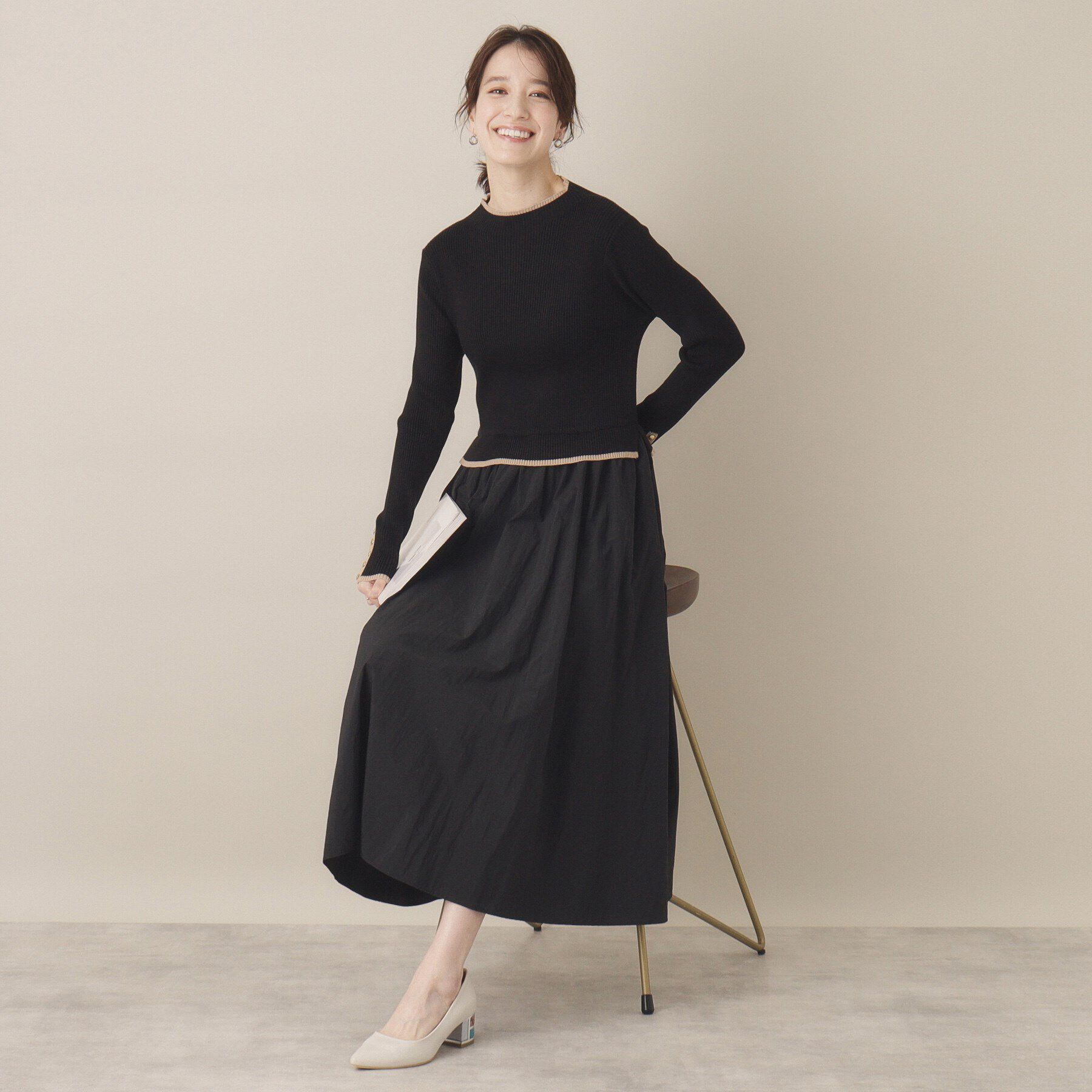 ITS&rsquo;DEMO「【手洗い可／ウエスト総ゴム】ドッキングワンピース」|ワンピース|