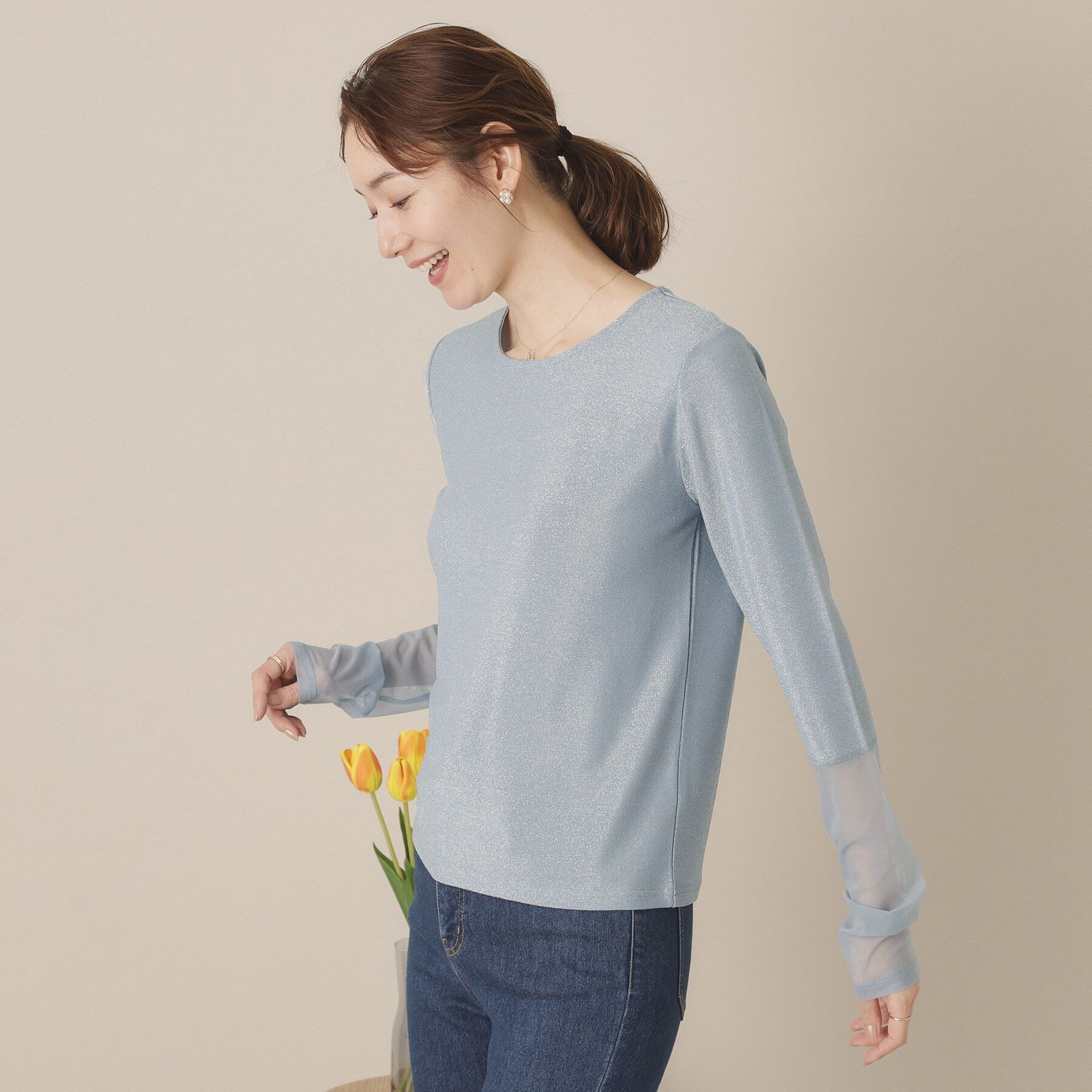 ITS&rsquo;DEMO「【手洗い可】袖シアーラメインナー」|Tシャツ・カットソー|