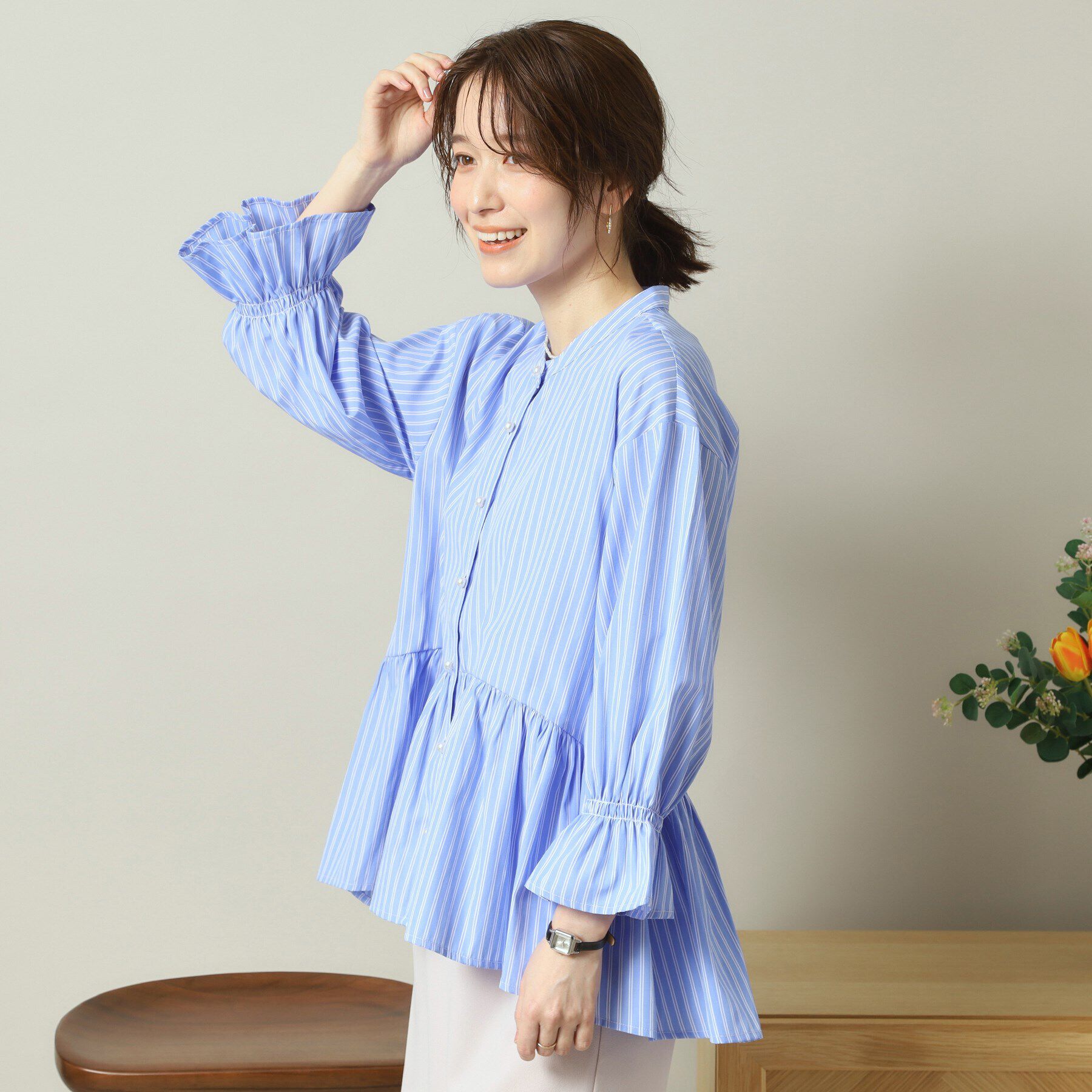 ITS&rsquo;DEMO「【手洗い可／通勤】ペプラムブラウス」|シャツ・ブラウス|