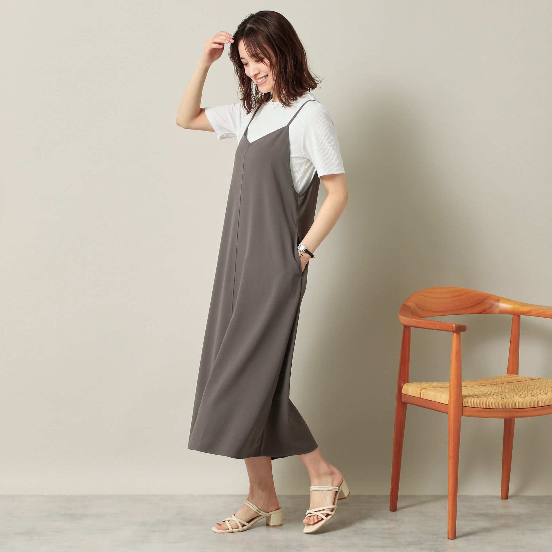 ITS&rsquo;DEMO「【手洗い可／無地・花柄】ジョーゼットキャミワンピ」|ワンピース|