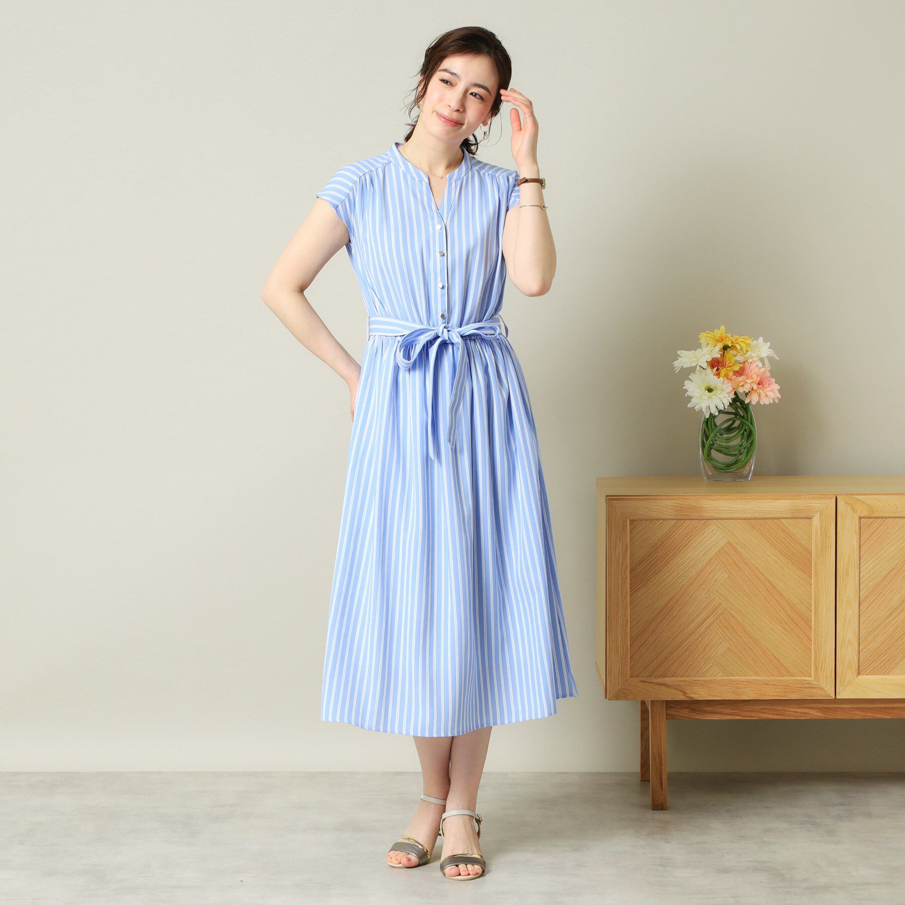 ITS&rsquo;DEMO「【UVケア／吸水速乾／洗濯機OK／洗濯後しわになりにくい】麻調合繊ワンピース＜ラク服シリーズ＞」|ワンピース|