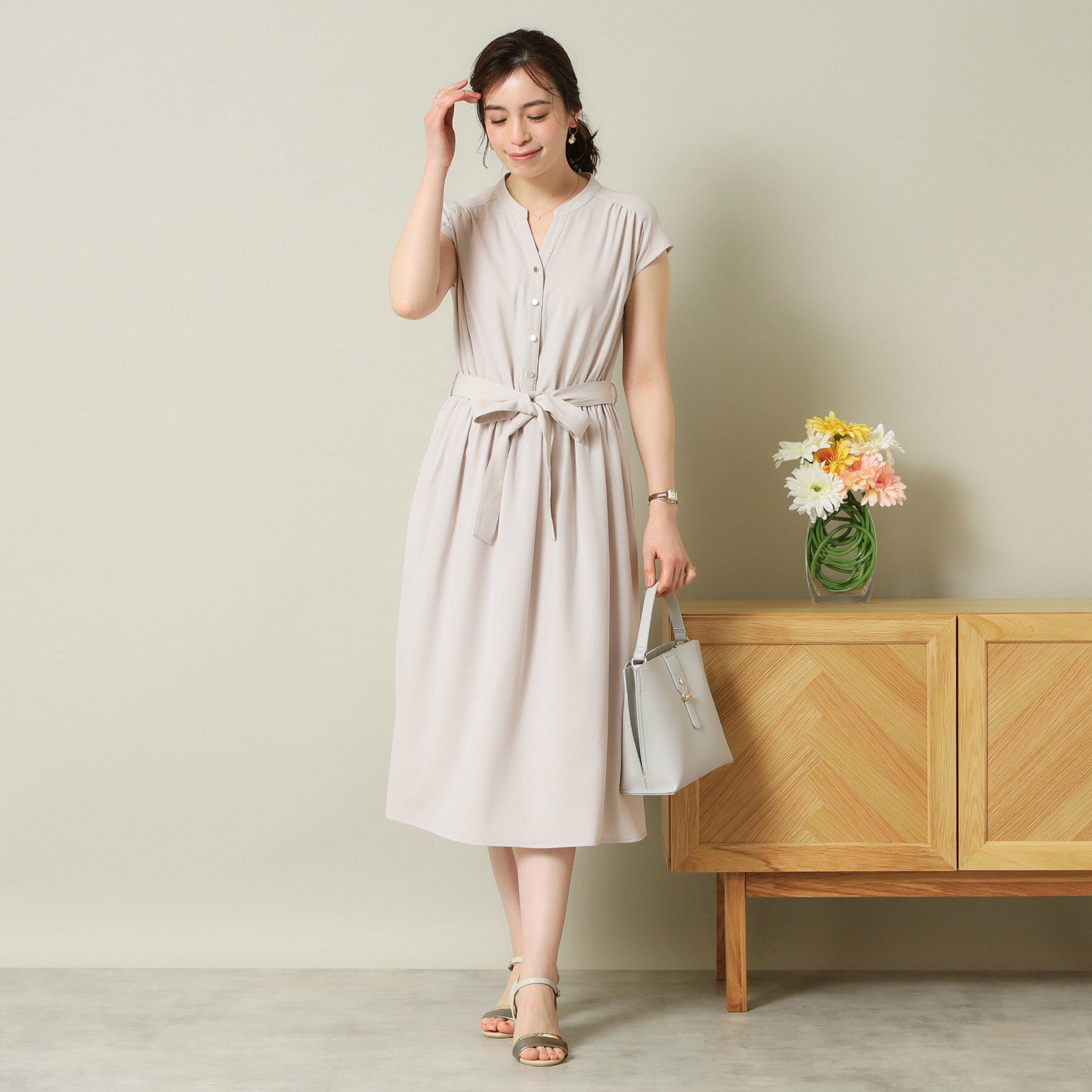 ITS&rsquo;DEMO「【UVケア／吸水速乾／洗濯機OK／洗濯後しわになりにくい】麻調合繊ワンピース＜ラク服シリーズ＞」|ワンピース|